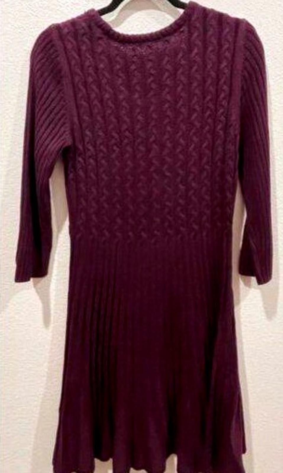 Designer Eliza J Womens Purple Cable Knit Sweater Dress Size L / US 10 / IT 46 - 6 Thumbnail