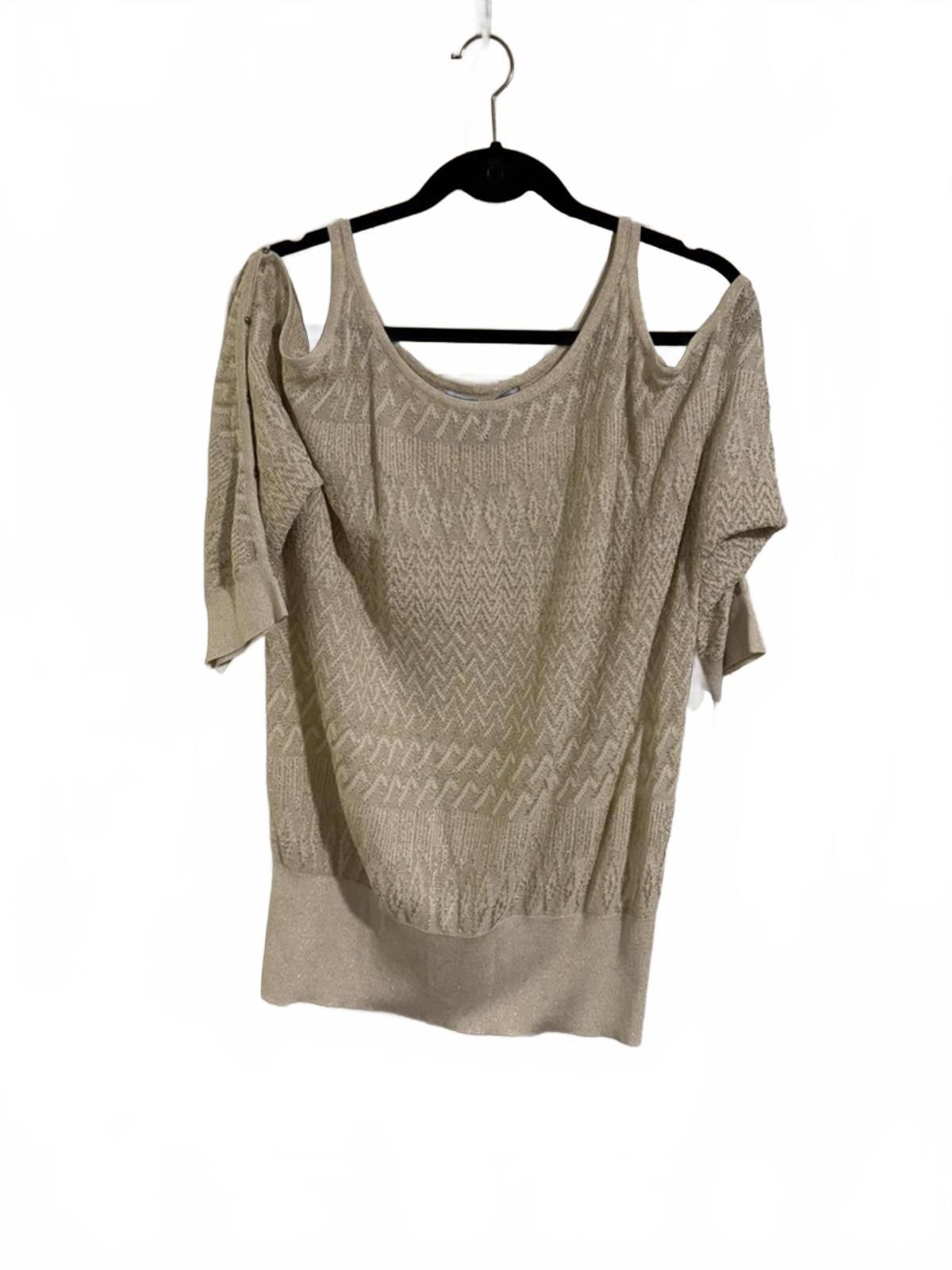 Other White House Black Market Beige Metallic Knit Sweater XL Size XL / US 12-14 / IT 48-50 - 4 Thumbnail