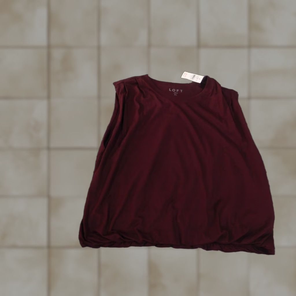 Ann Taylor Loft XL red sleeveless pullover blouse Women's Cotton Modal Knit Round Neck Casual Basic Stretch Size XL / US 12-14 / IT 48-50 - 1 Thumbnail