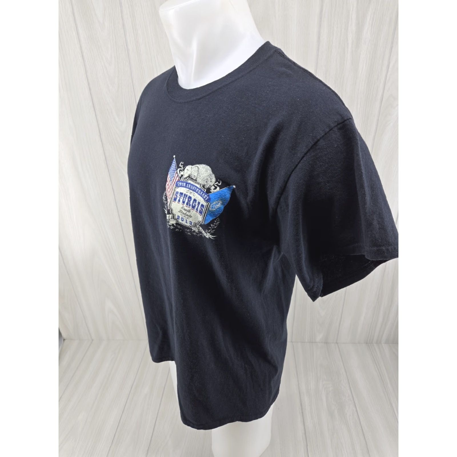Gildan Sturgis T Shirt Large Black 2019 Rally Biker Motorcycle 79th Annual Gildan Ultra Cotton Mens T-Shirt Black Graphic Print Short Sleeve XS? Size US L / EU 52-54 / 3 - 4 Thumbnail