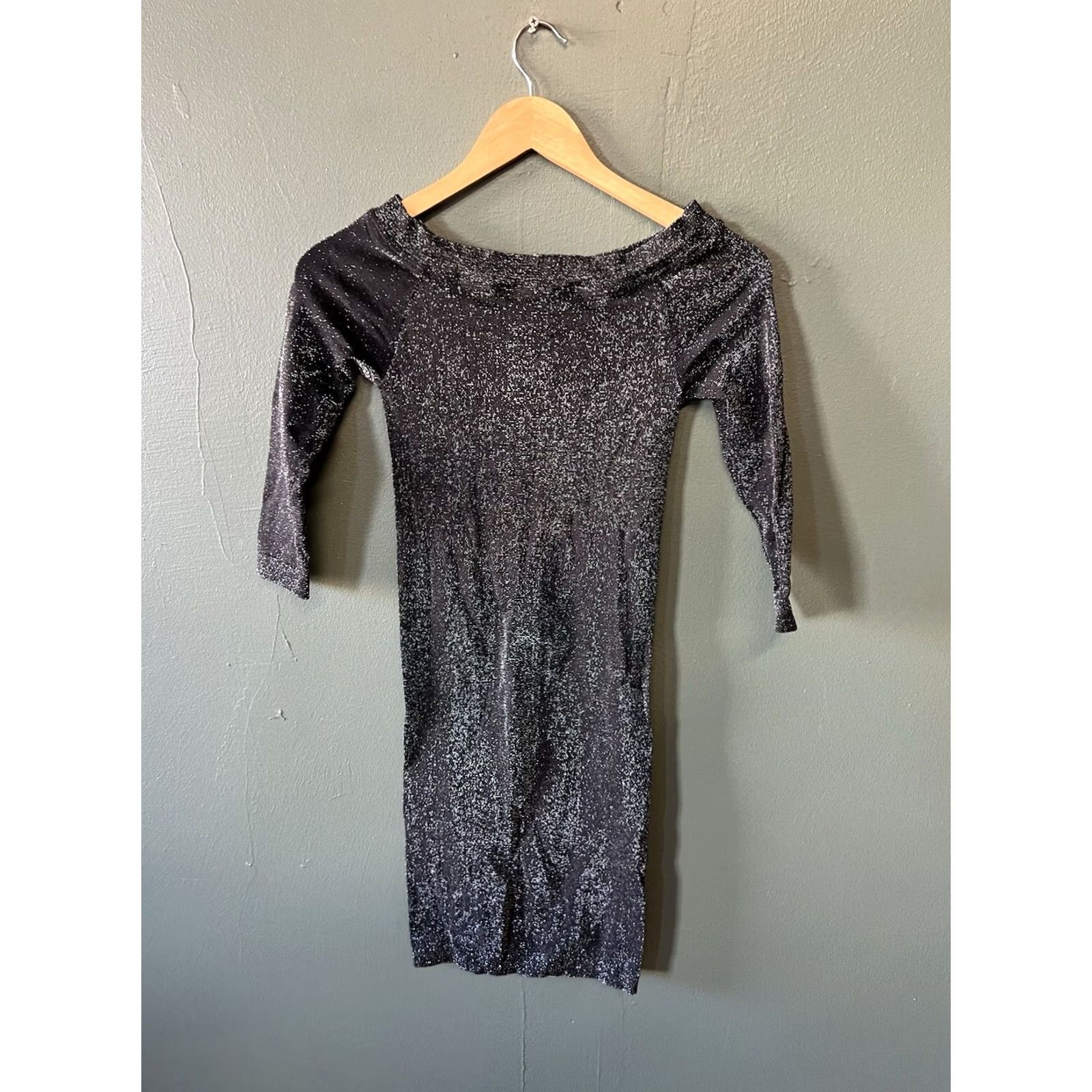 Bebe VINTAGE bebe Metallic Nylon Y2K Black Dress Petite Small Size S / US 4 / IT 40 - 2 Thumbnail
