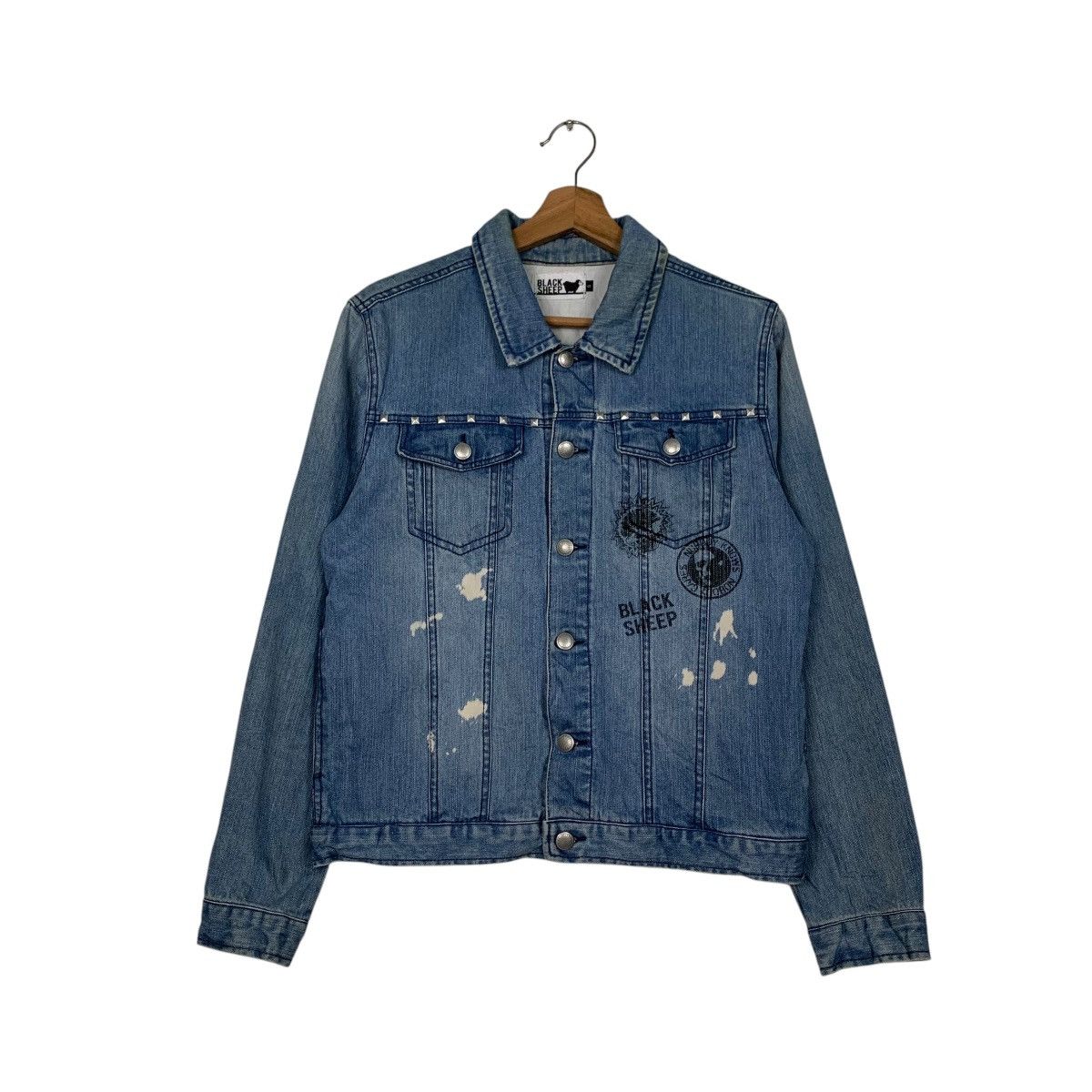 Black Sheep BLACK SHEEP Washed Blue Studded Denim Jacket #2734-C123 Size US S / EU 44-46 / 1 - 1 Thumbnail