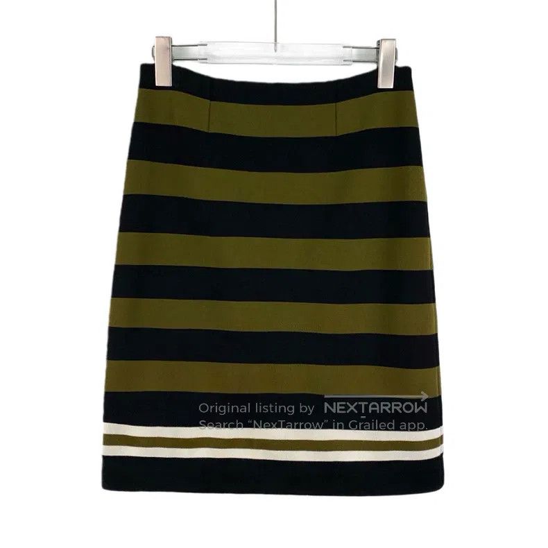 Prada Colour-blocked striped cotton casual skirt