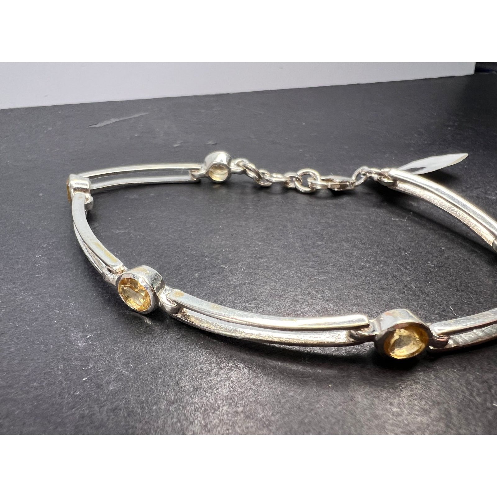 Other NEW with tag sterling silver yellow citrine bar bracelet Size ONE SIZE - 2 Thumbnail