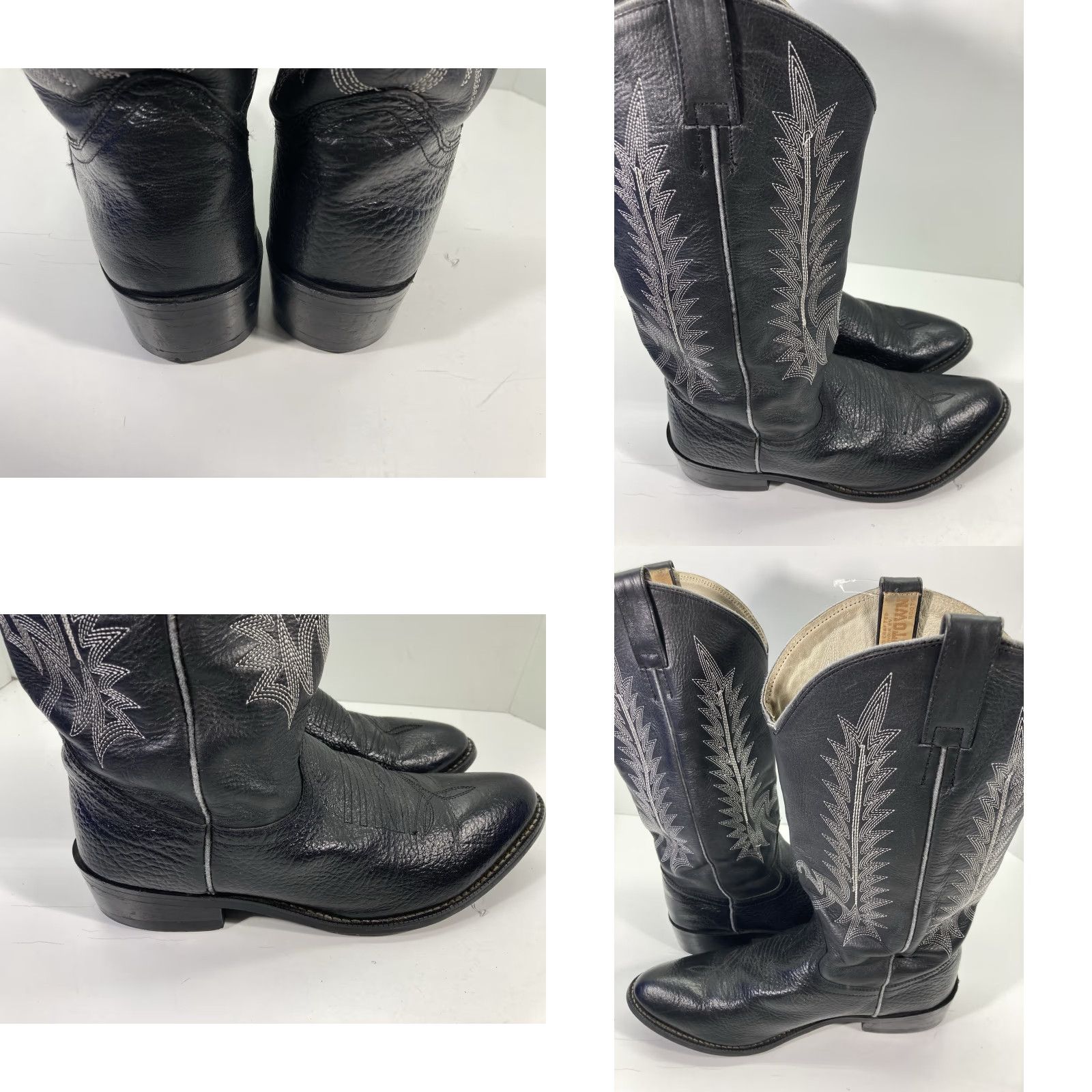 Vintage Cowtown Boots Men 10.5 D Black Leather Western Western Cowboy Boot Cowtown Boots Mens Leather Western Rodeo Superb Size US 11 / EU 44 - 8 Thumbnail