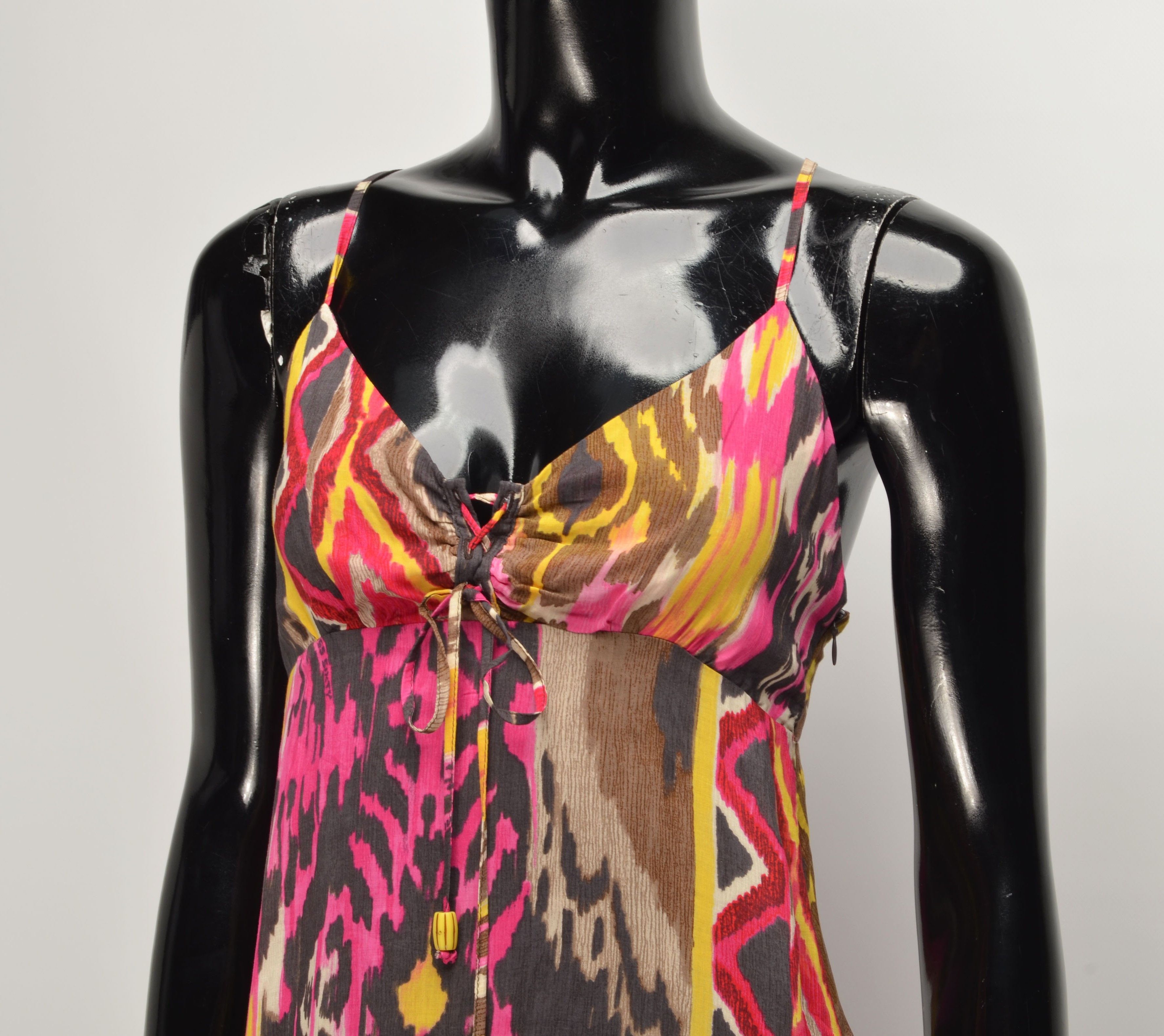 Miss Sixty Miss Sixty Y2K Coquette Multicolor Boho Mini Dress Size S / US 4 / IT 40 - 2 Thumbnail