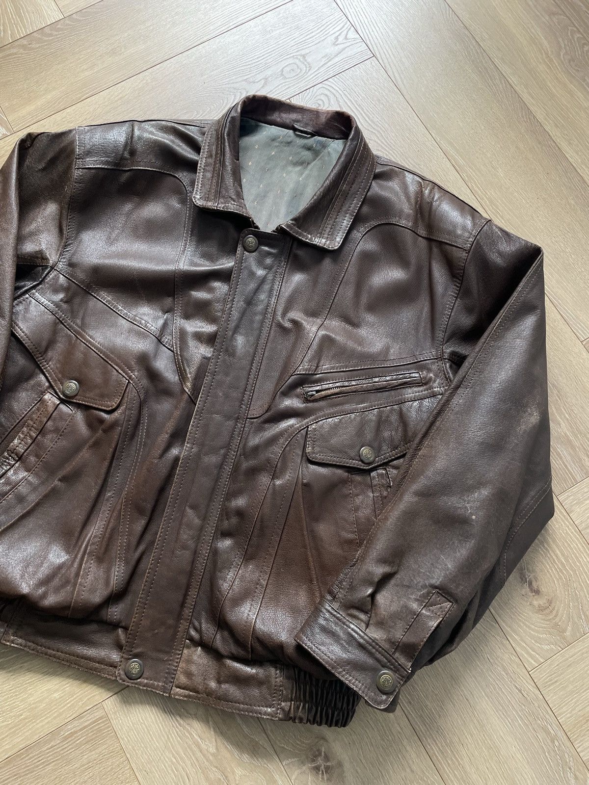 Vintage Vintage Y2k Black Real Leather Zip Bomber Jacket Avant Garde Size US XL / EU 56 / 4 - 4 Thumbnail
