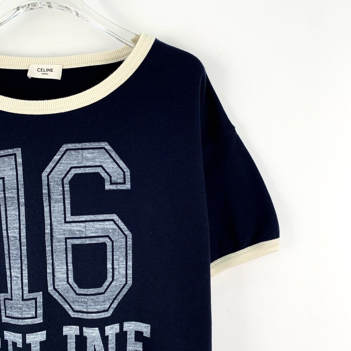 Celine Celine Navy Logo Letter Printed Short Sleeve T-shirt K26WX Size L / US 10 / IT 46 - 3 Thumbnail