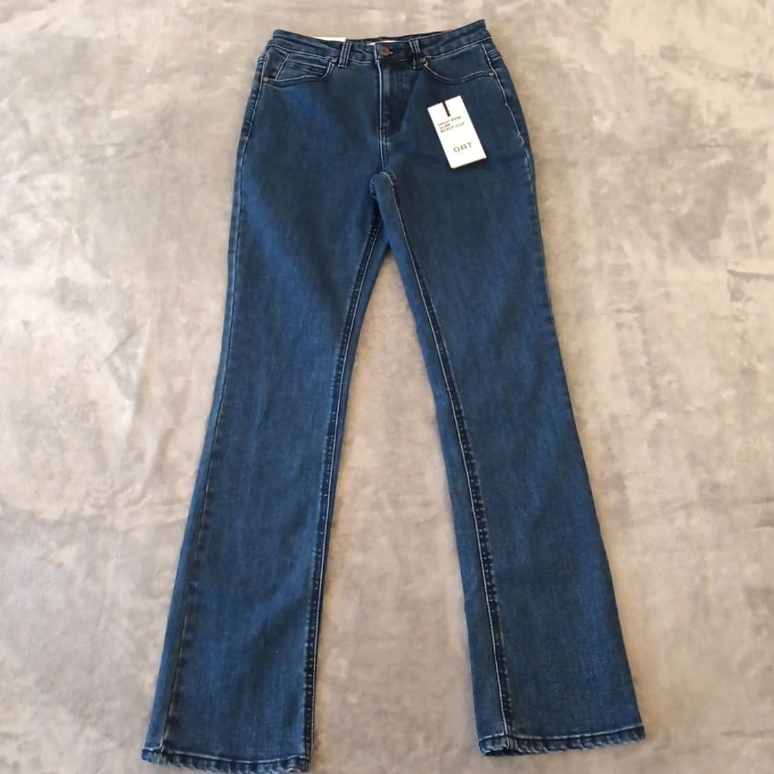 Vintage Oat New York Jeans Womens 2 26 Blue High Rise Slim Boot Cut Dark Wash Denim Satin Zip Bootcut Pocket 5-Pocket Womens Mens Girls Size 26" / US 2 / IT 38 - 2 Thumbnail