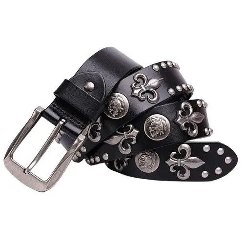 image of Vintage Men Belt Punk Rivet in Black (Size 32)