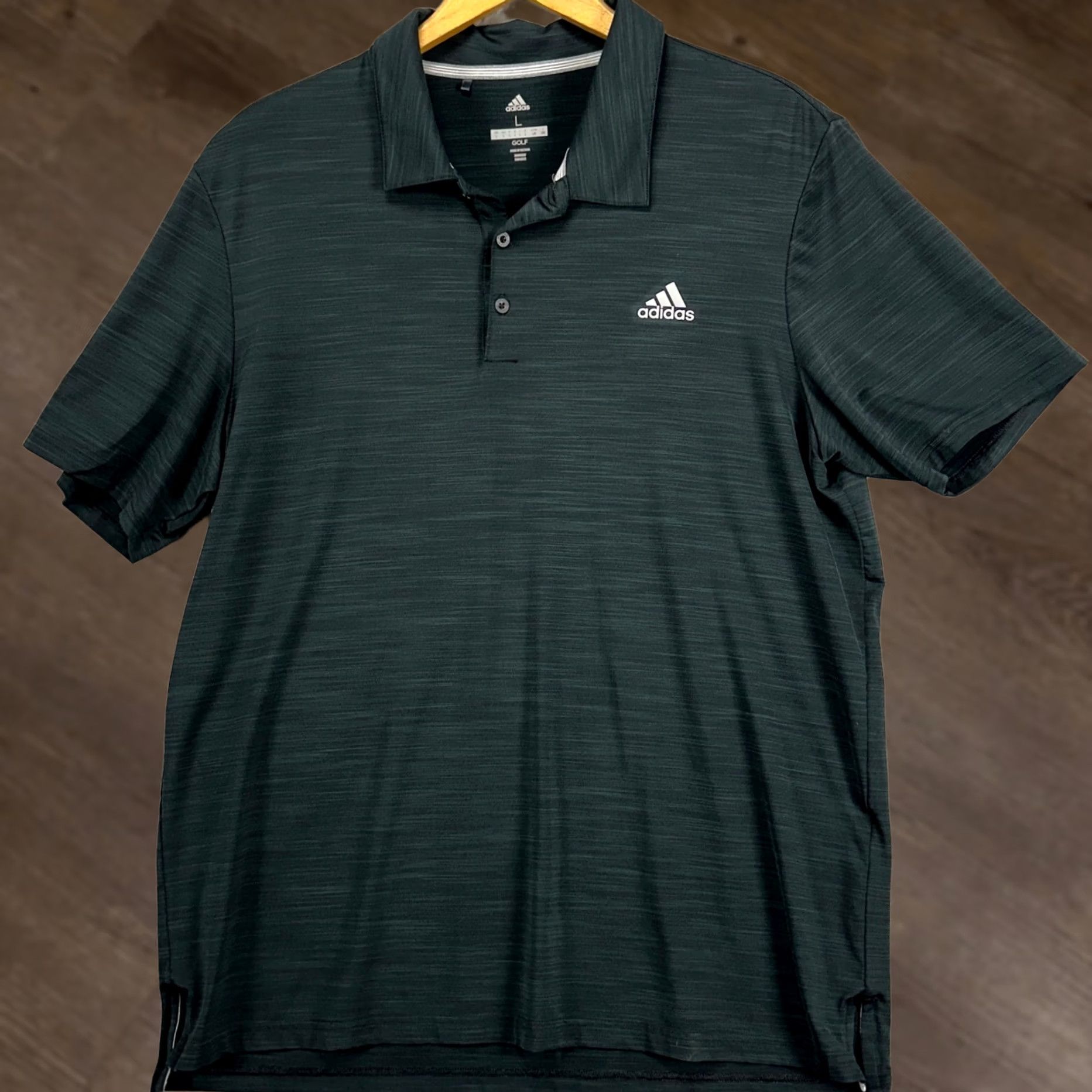 Adidas Adidas Golf Polo Shirt Mens Large Black Heather Short Sleeve Logo Rugby Polo Adult Golfer Casual Outdoor Walking Size US L / EU 52-54 / 3 - 1 Thumbnail