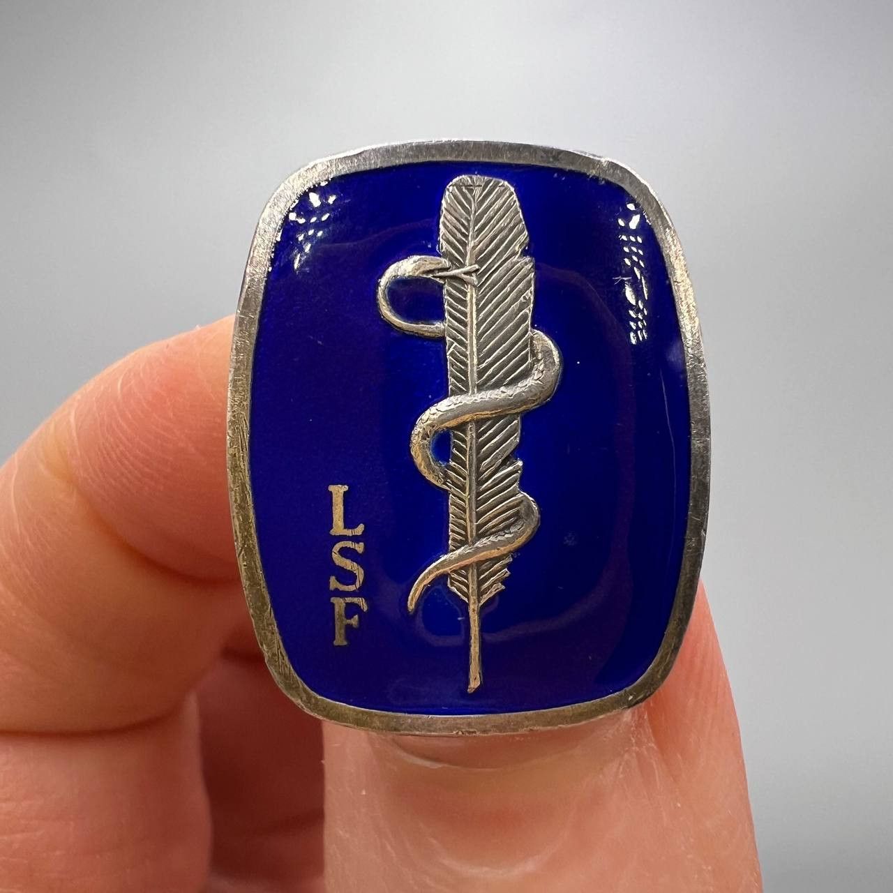 1965 Silver Enamel Brooch LSF Sweden Medical Secretaries