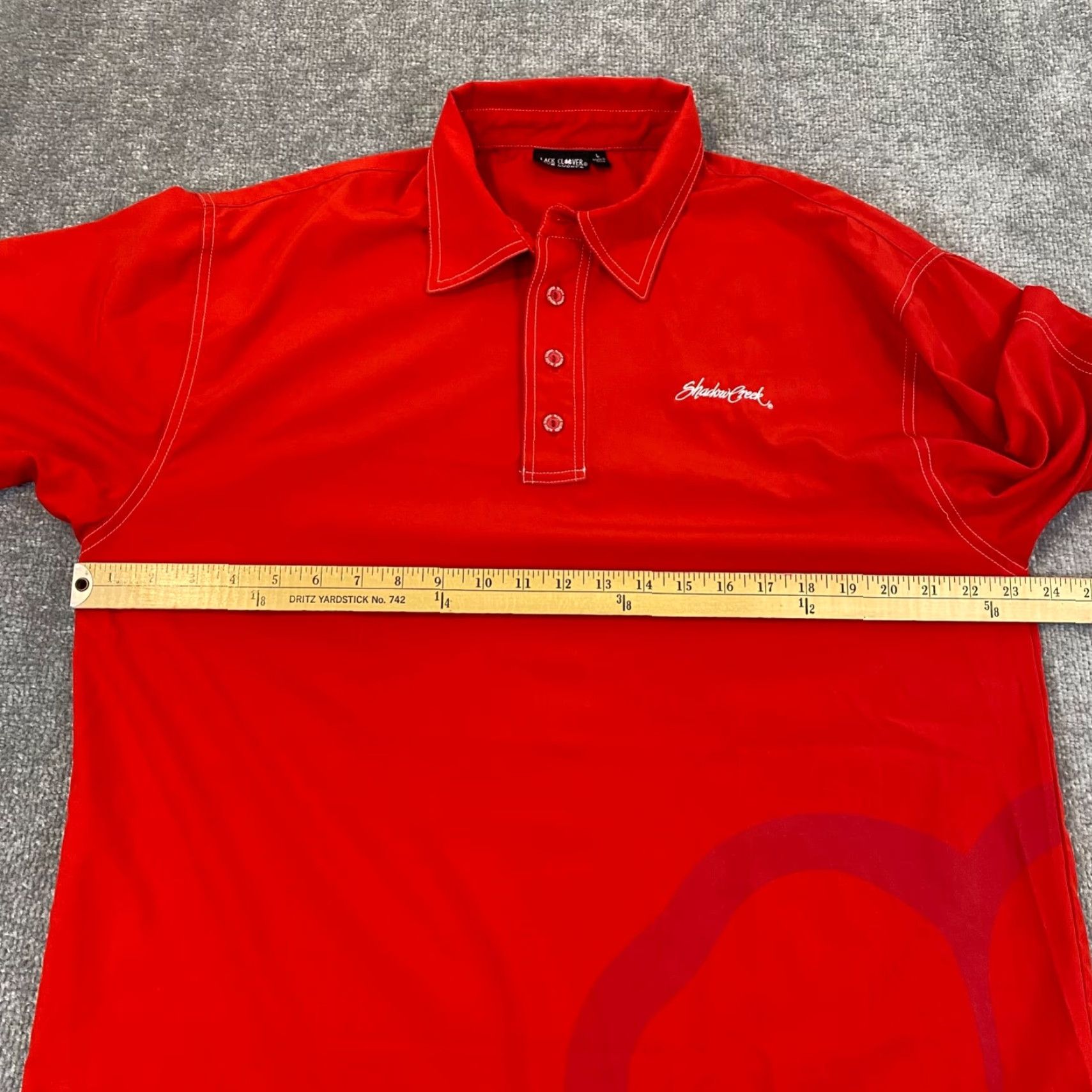 Vintage Shadow Creek Golf Course Polo Mens Large Red Black Clover Live Lucky Golf Shirt Size US L / EU 52-54 / 3 - 7 Thumbnail