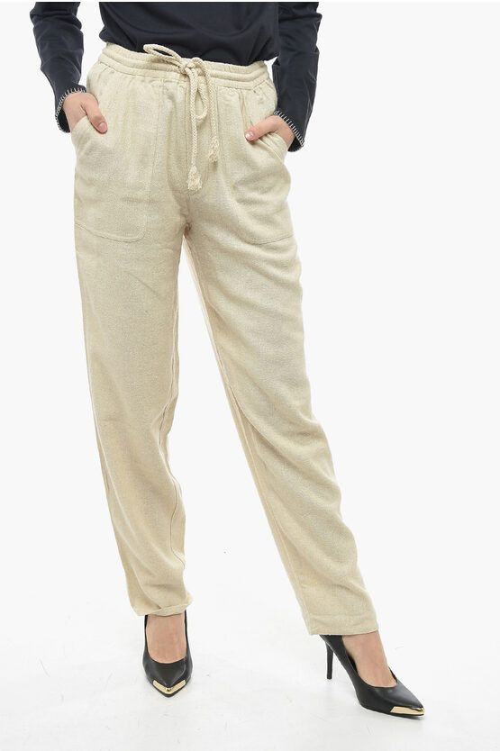 image of Isabel Marant Silk Viamao Pants With Drawstring in Beige, Women's (Size 26)