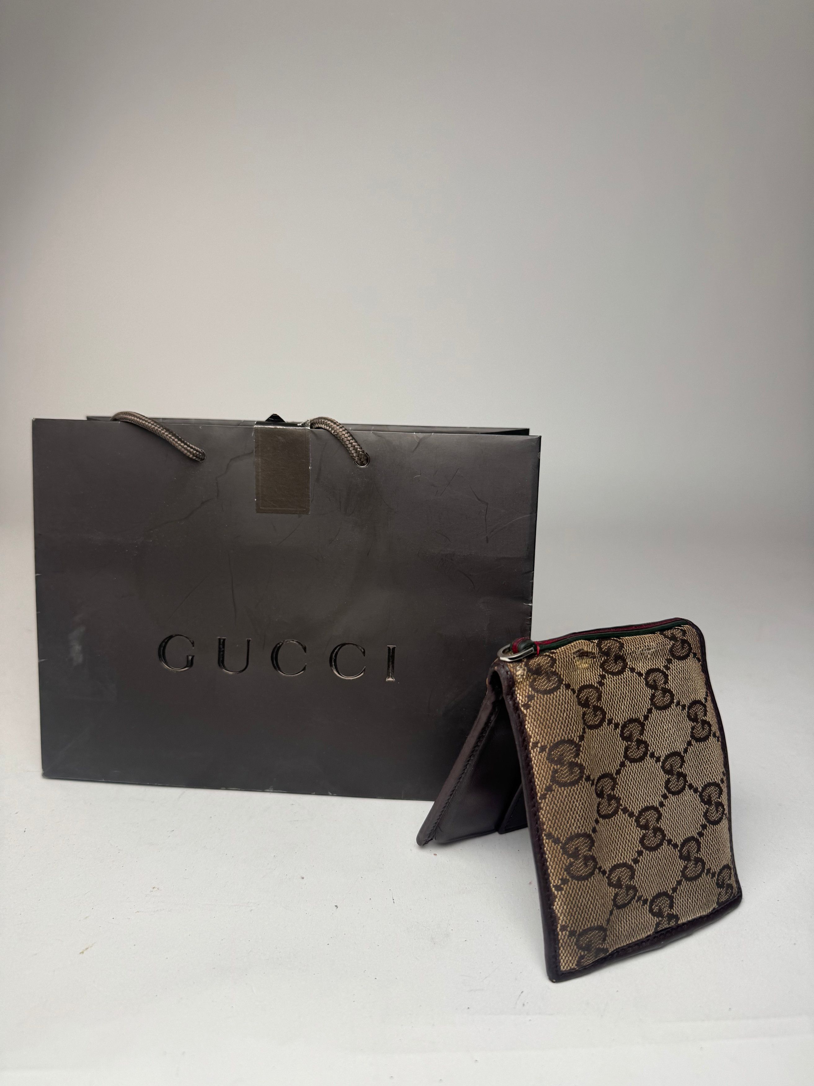 Gucci Vintage Monogram Flapable Leather Wallet beige brown Size ONE SIZE - 1 Thumbnail