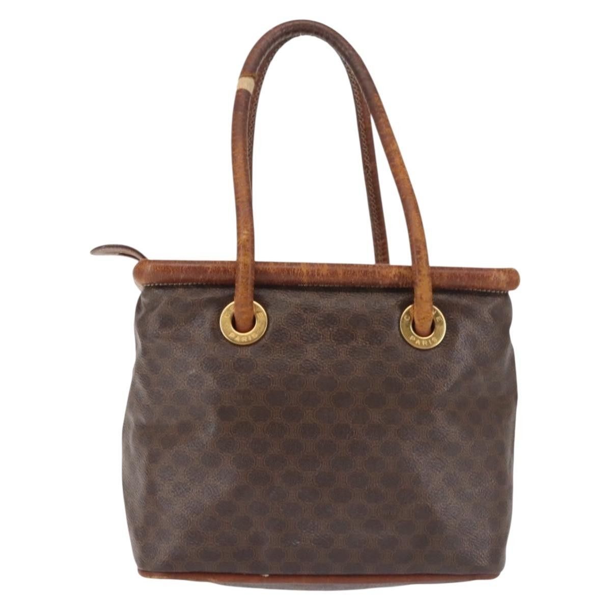 Celine CELINE Macadam Canvas Hand Bag Pvc Leather Brown Gold Size ONE SIZE - 3 Thumbnail