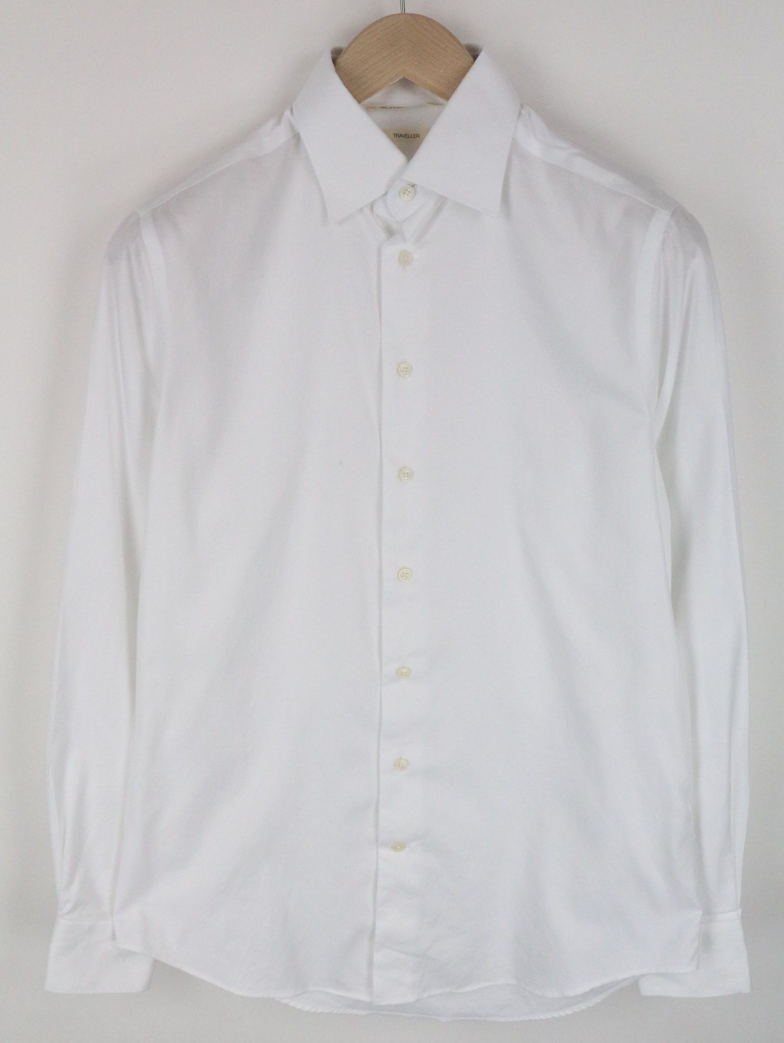 Suitsupply TRAVELLER 37/14 1/2 Slim White Cotton Twill 72676 Size 38R - 1 Thumbnail