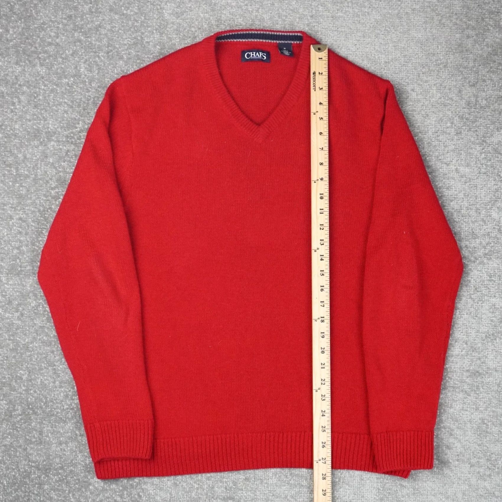 Chaps Chaps Logo Knit Mens Medium Red Long Sleeve V Neck Pullover Sweater Size US M / EU 48-50 / 2 - 3 Thumbnail