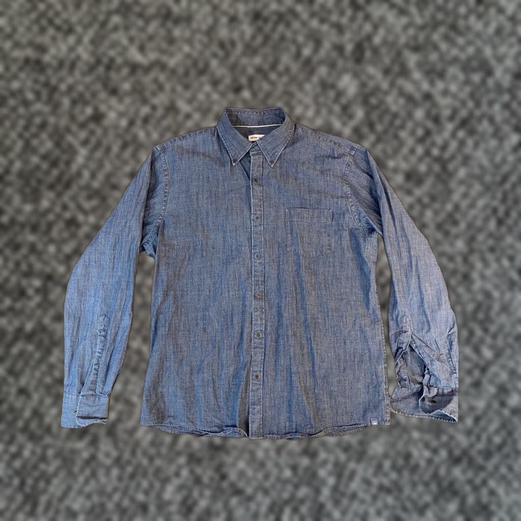 PETER MILLAR Chambray Shirt Mens Long Sleeve Button-Down Button Up Casual