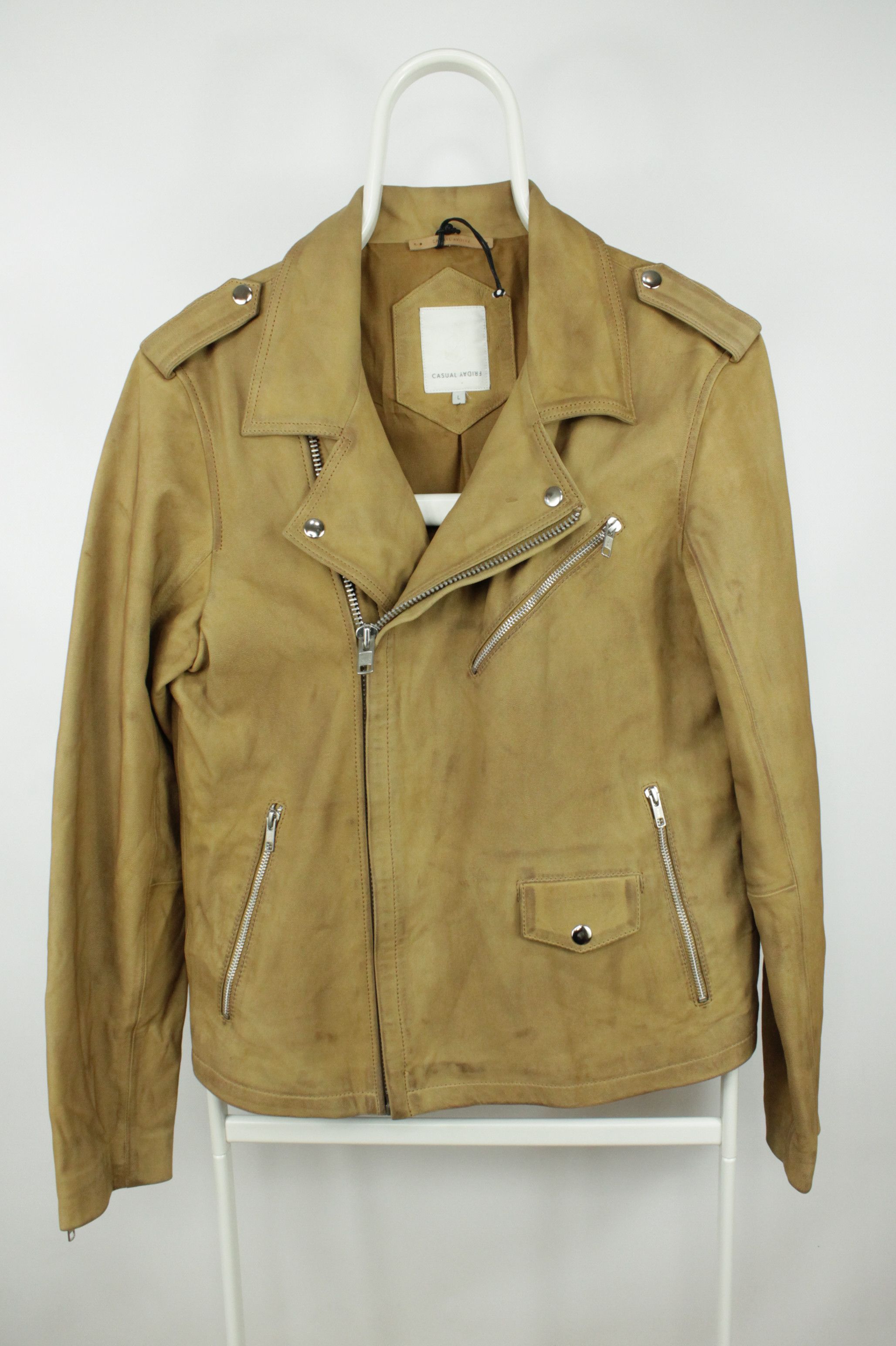 Genuine Leather Casual Friday Biker Jacket In Tan Leather Size US L / EU 52-54 / 3 - 5 Thumbnail