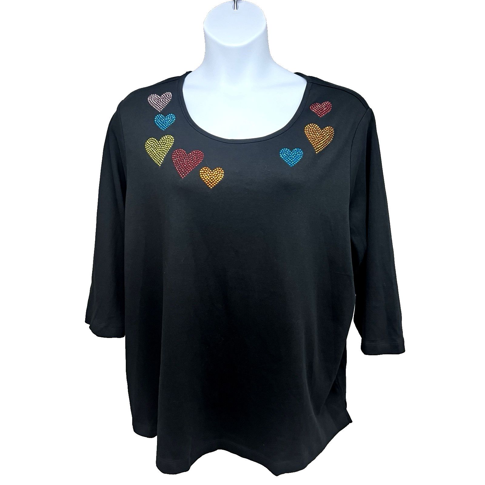 Quacker Factory Quacker Factory Black Pullover Top Womens 3X Rhinestones New Size 3XL / US 20-22 - 1 Thumbnail