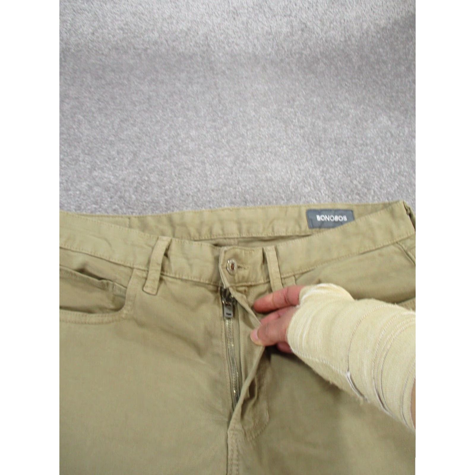 Bonobos Bonobos Mens Chinos 32 Beige Slim Fit Knit Cotton Flat Front 30 Inseam Pants 32x30 Regular Men's Pants Size US 32 / EU 48 - 3 Thumbnail