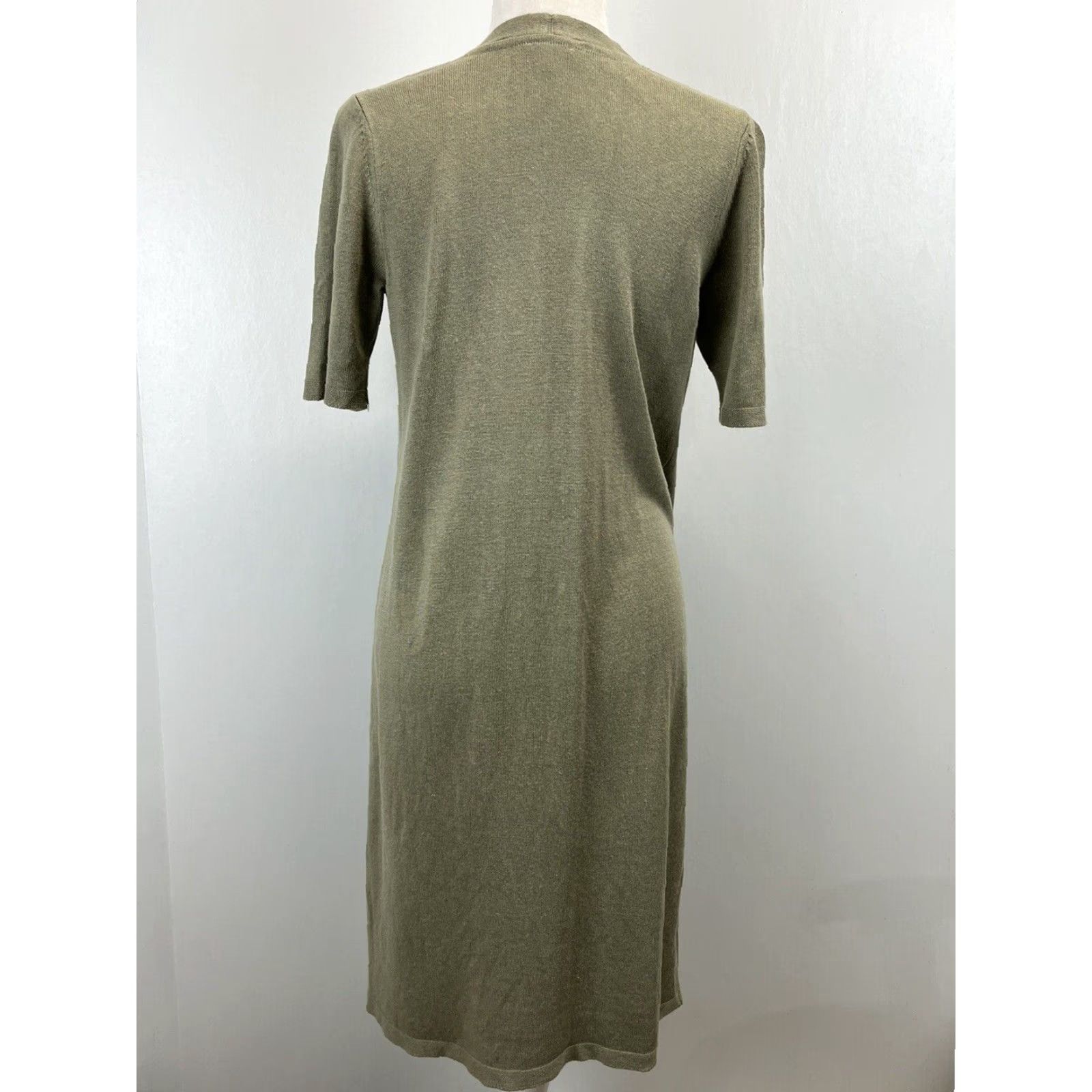 J. Jill J. Jill Button Up Linen Blend Dress Sz S Petite GUC Sage Coastal Knit Knit Linen Blend Midi Short Sleeve PS Sage Green J. Jill Size S / US 4 / IT 40 - 3 Thumbnail