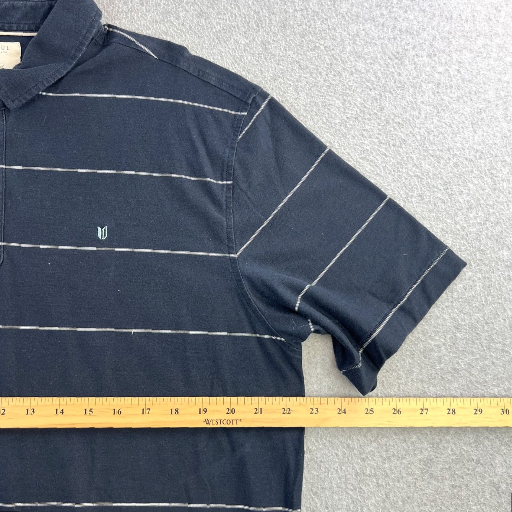 Vintage Linksoul Polo Shirt Mens XL Navy Striped Golf Casual Performance Lightweight Short Sleeve Collared Polo Mens XL Blue/Cotton Standards Size US XL / EU 56 / 4 - 2 Thumbnail