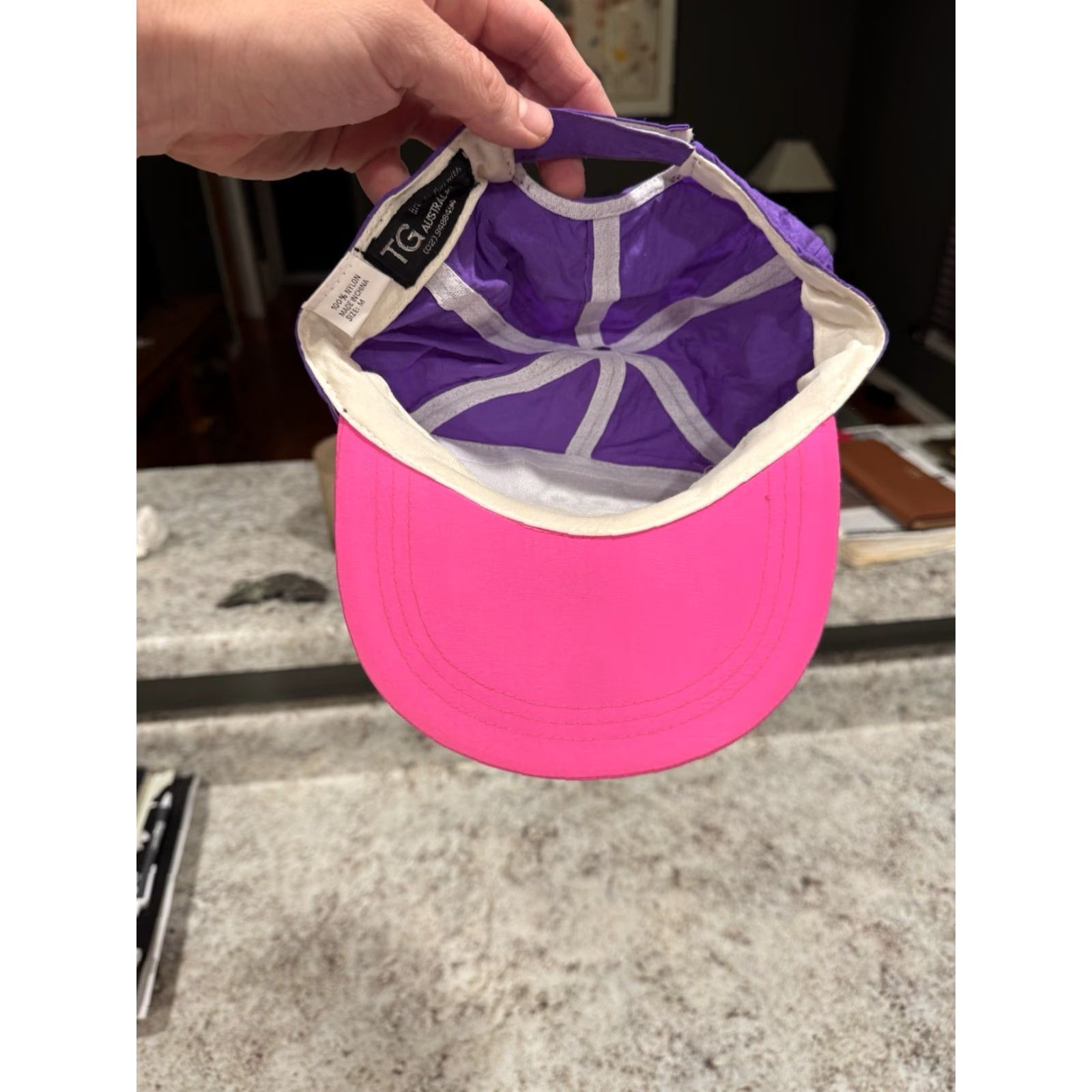 Vintage VINTAGE Felix The Cat 90s Nylon Strapback Hat Cap Purple & Pink TG Australia 5 Panel Adjustable One Size Mens Size ONE SIZE - 4 Thumbnail