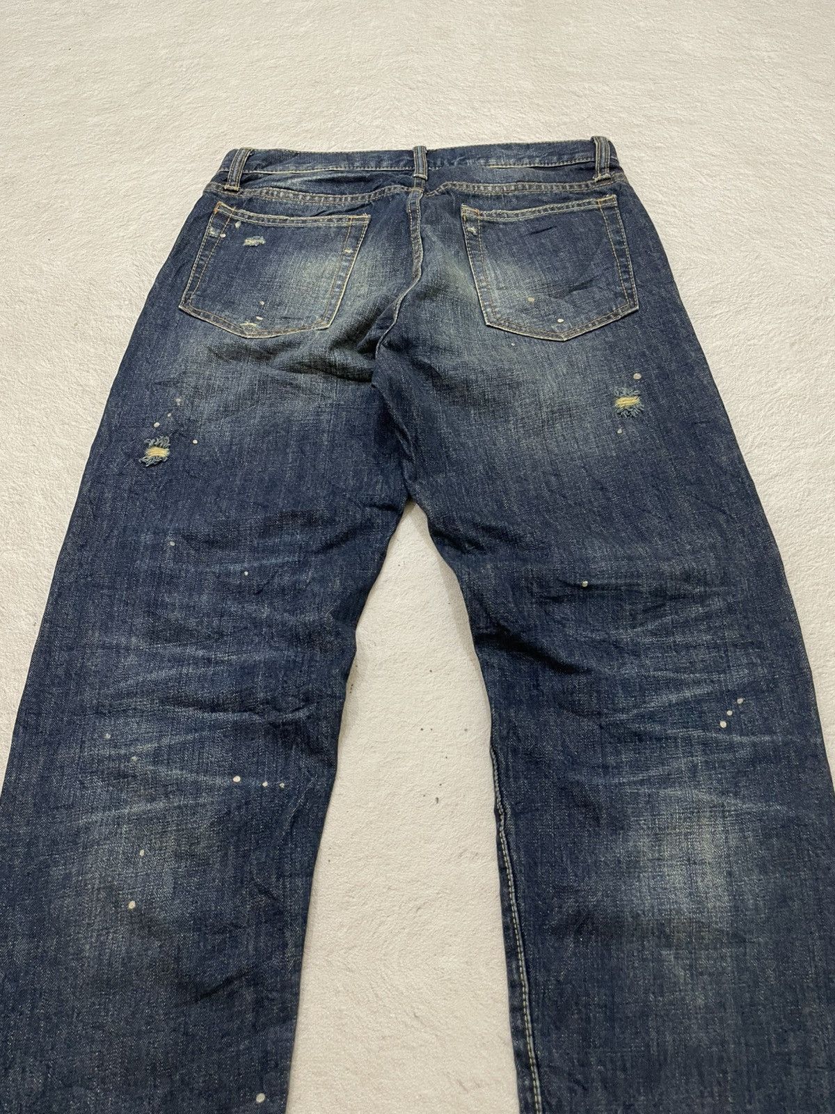 Japanese Brand Heavily Repaired Japanese Style Workwear Denim Dark Indigo Size US 31 - 9 Thumbnail