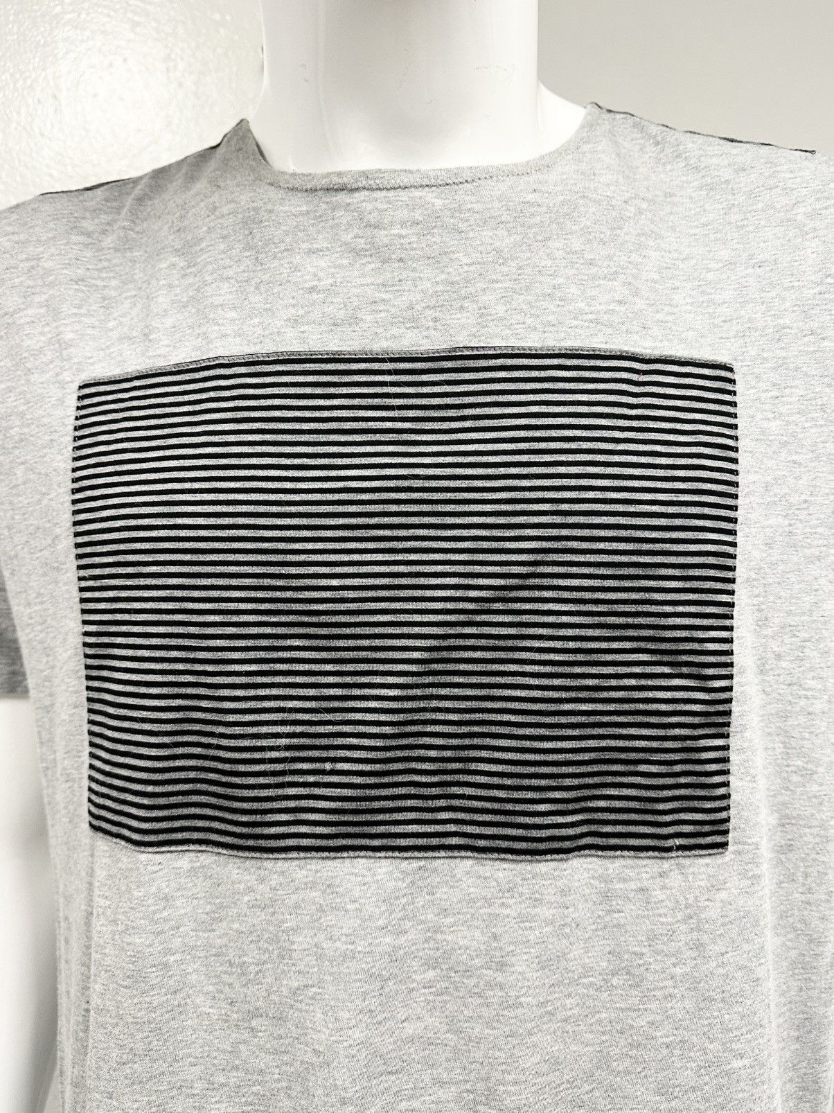 Maison Margiela Maison Margiela Heather Grey Striped Oversized Cotton Tee Size US L / EU 52-54 / 3 - 3 Thumbnail