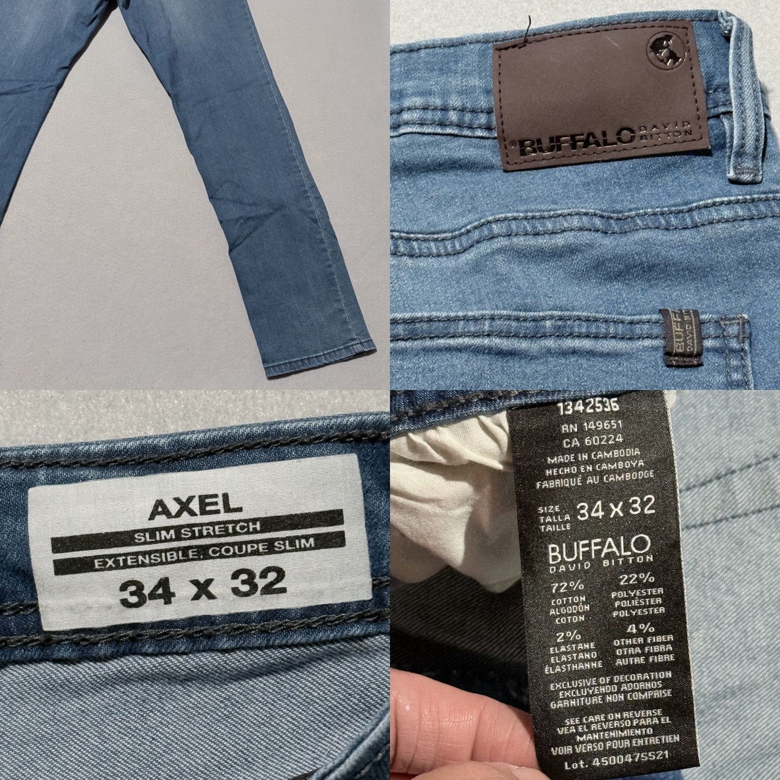 Buffalo David Bitton Buffalo David Bitton Axel Slim Jeans Men's Blue Denim Stretch Mid-Rise - 34X32 Size US 34 / EU 50 - 8 Thumbnail