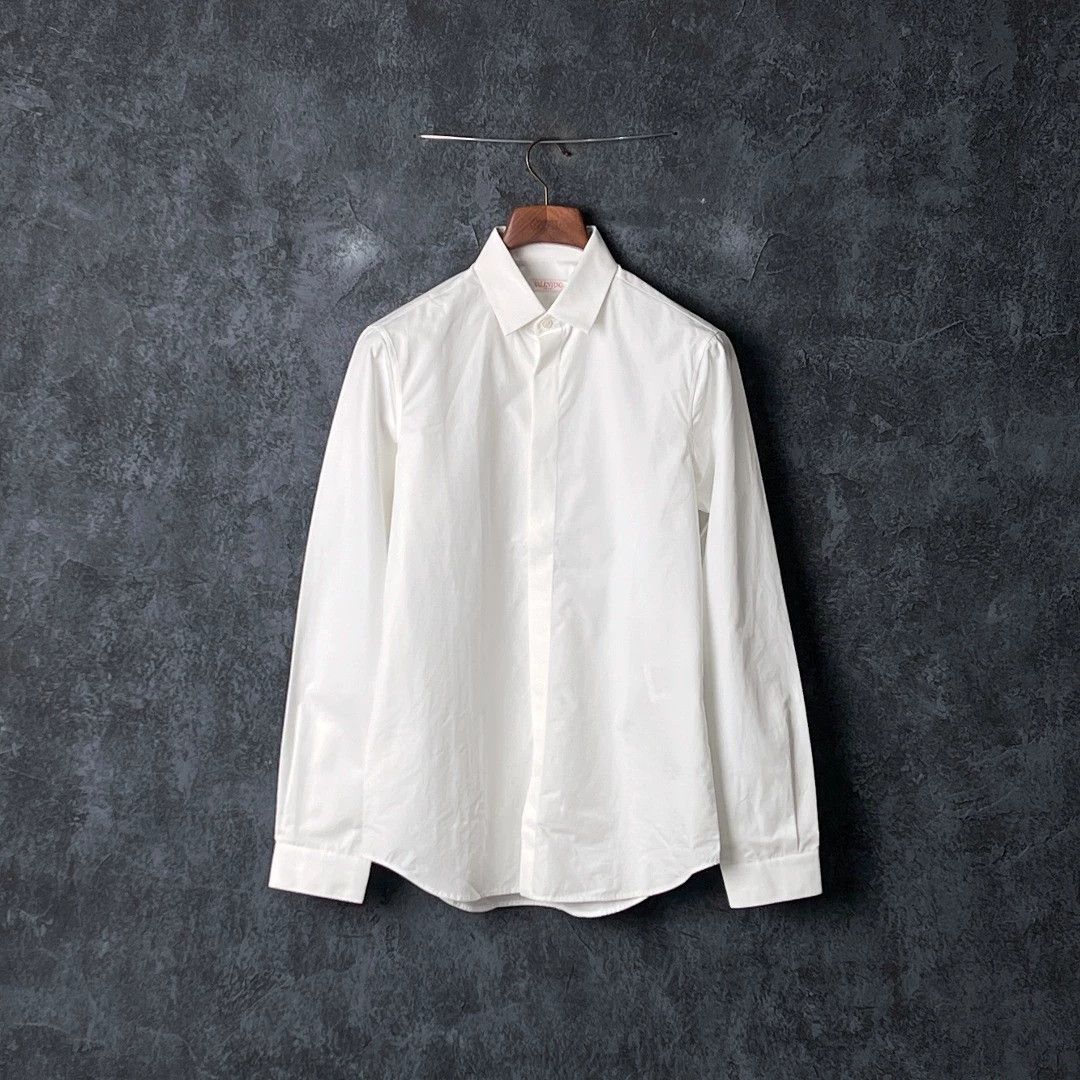Valentino VALENTINO Men's White Cotton LS Shirt 37 Size US XXS / EU 40 - 1 Thumbnail