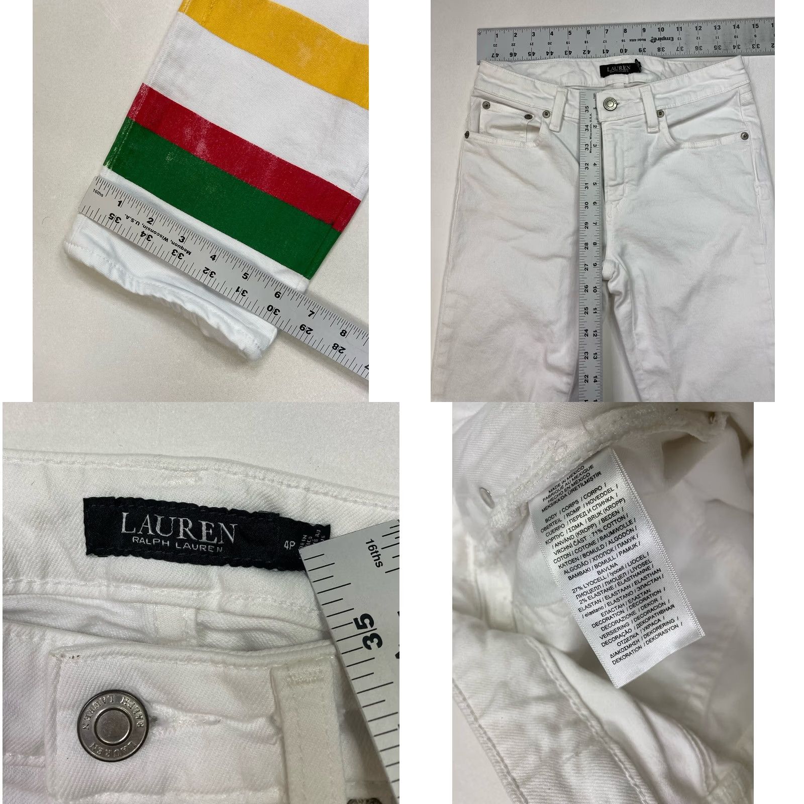 Polo Ralph Lauren VINTAGE Polo Ralph Lauren Jeans Women 4P Mid Rise Ankle Denim White Striped Floral Pattern Logo Pocket 25in Inseam Womens Size 27" / US 4 / IT 40 - 8 Thumbnail