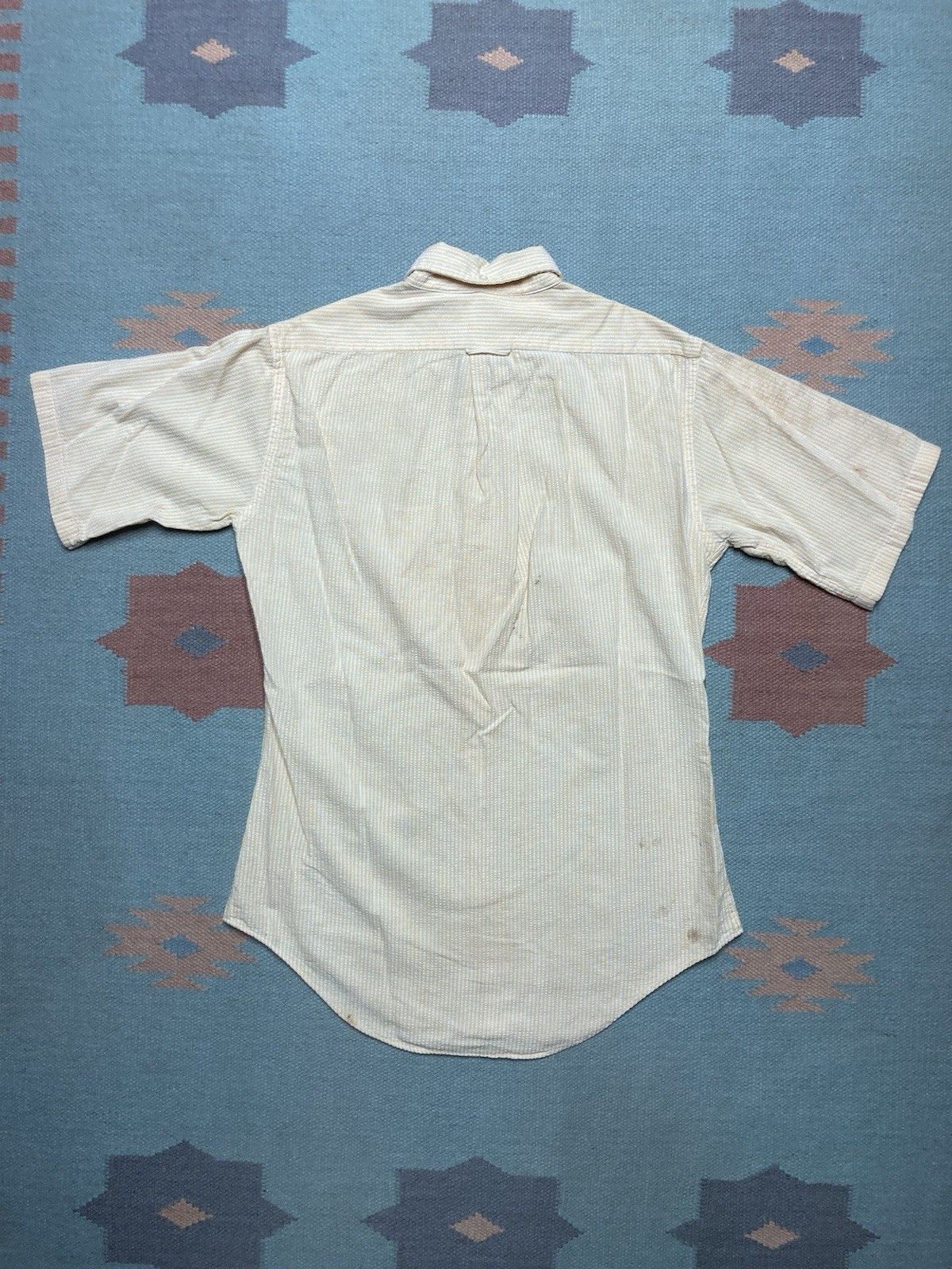 Vintage 1950s 60s button shirt seersucker striped textured medium Size US M / EU 48-50 / 2 - 8 Thumbnail
