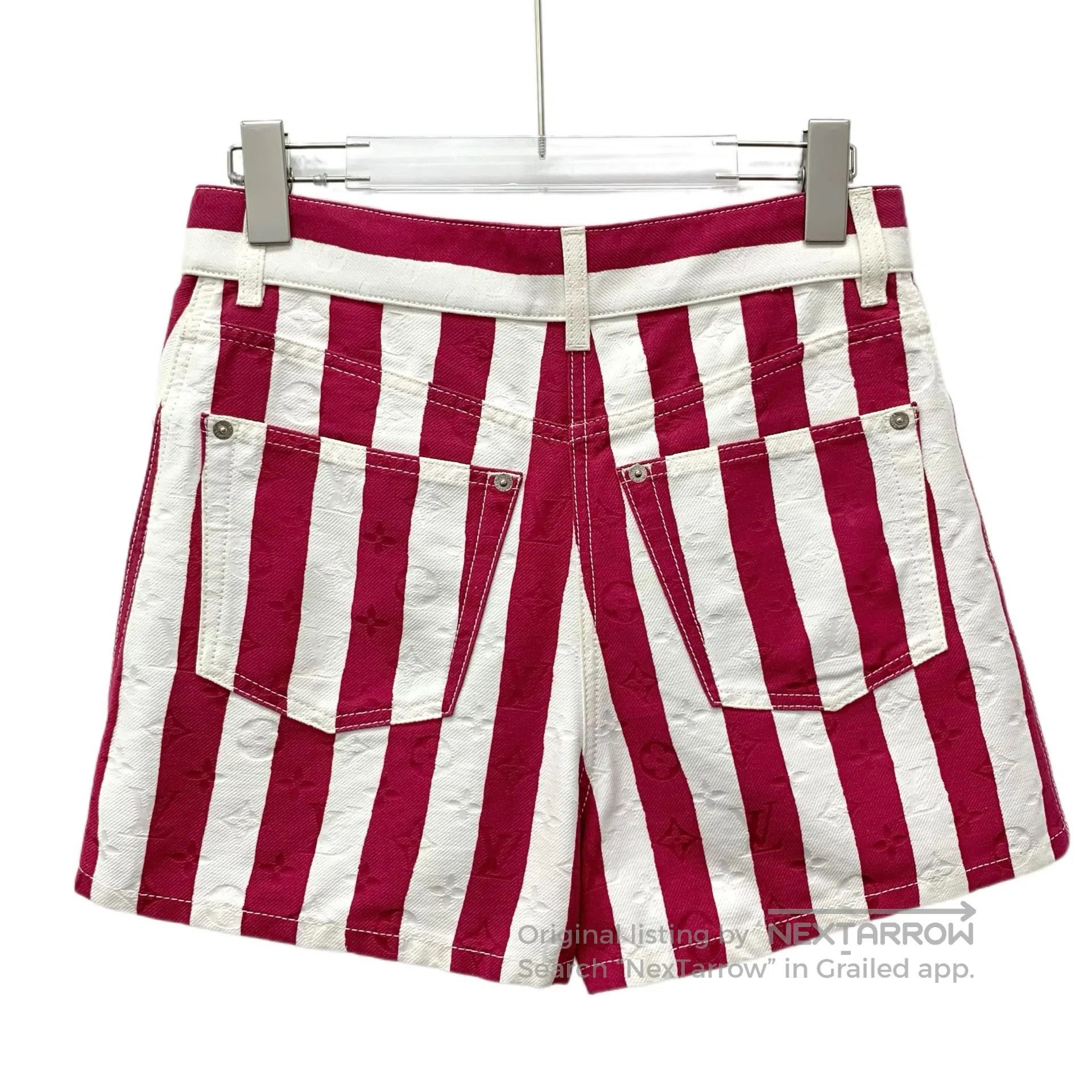 Louis Vuitton Louis Vuitton Red Striped Logo Imprinted Elastic Waist Cas Size 35" - 2 Thumbnail