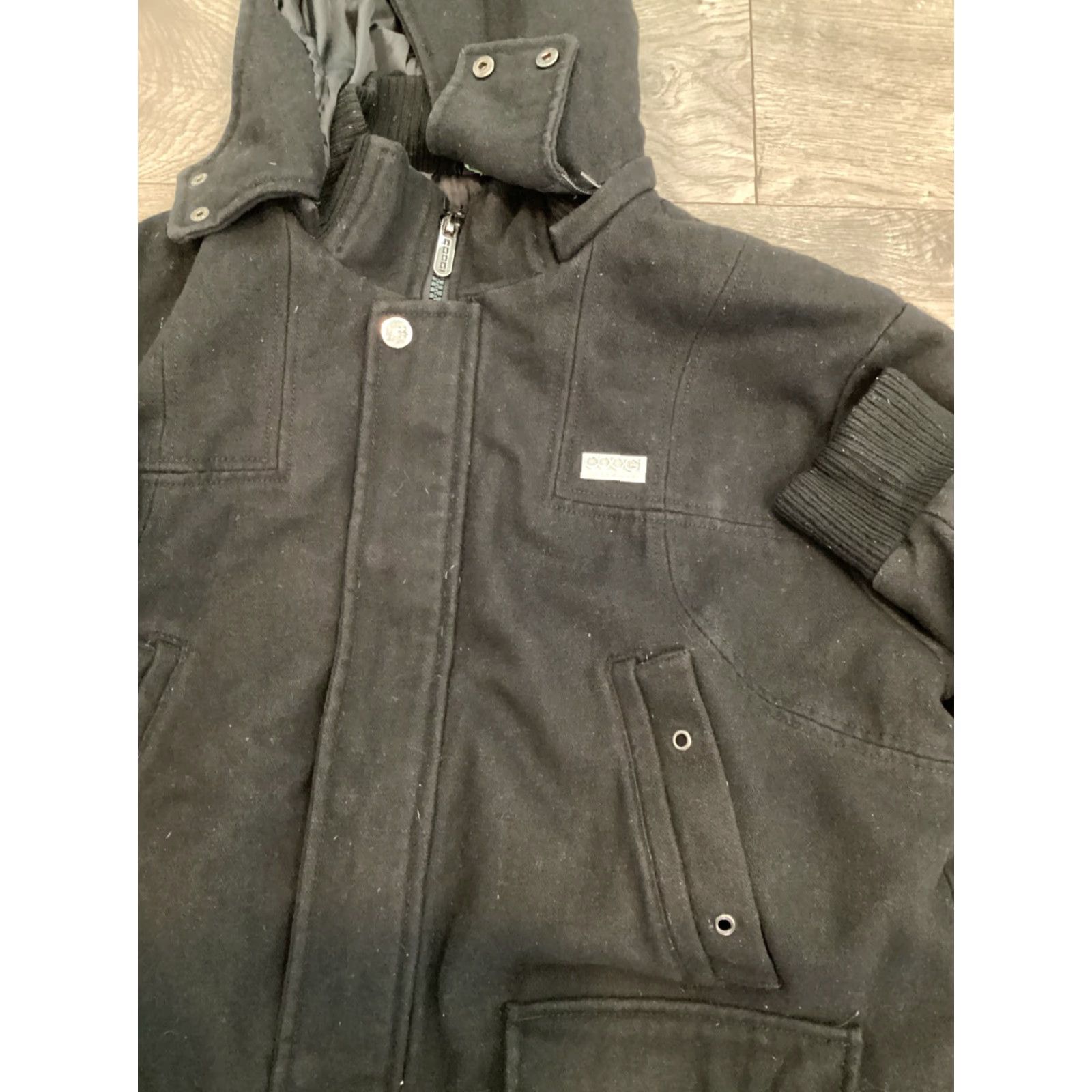 Coogi COOGI Jacket Wool Blend Black Removable Hood Coat Mid-Length XL Men Zip Snap Pockets Classic 90s Style Large Coat? Size US XL / EU 56 / 4 - 2 Thumbnail