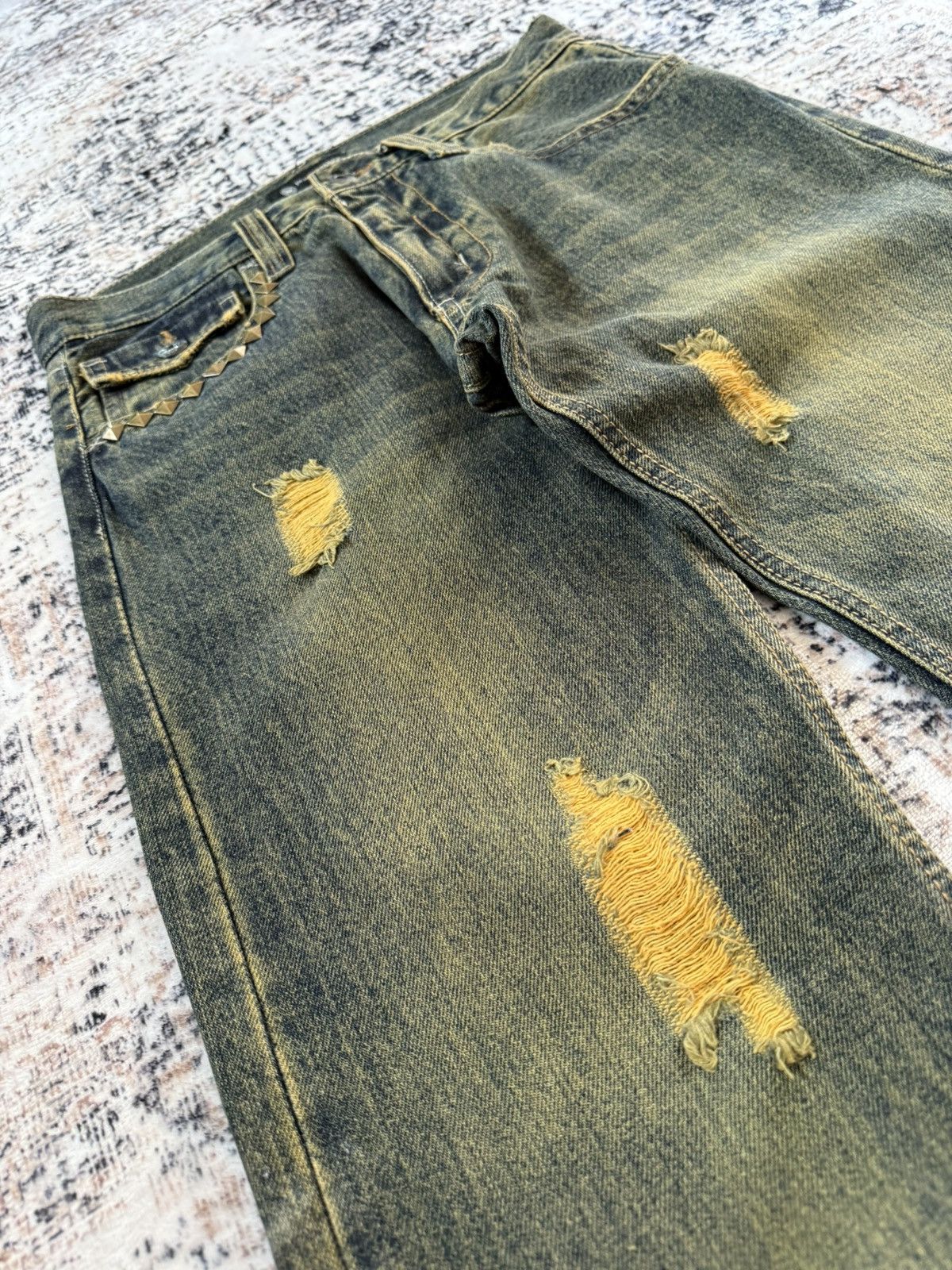 Hysteric Glamour Root Three Japan Mud Wash Distressed Studded Jeans Size US 29 - 10 Thumbnail