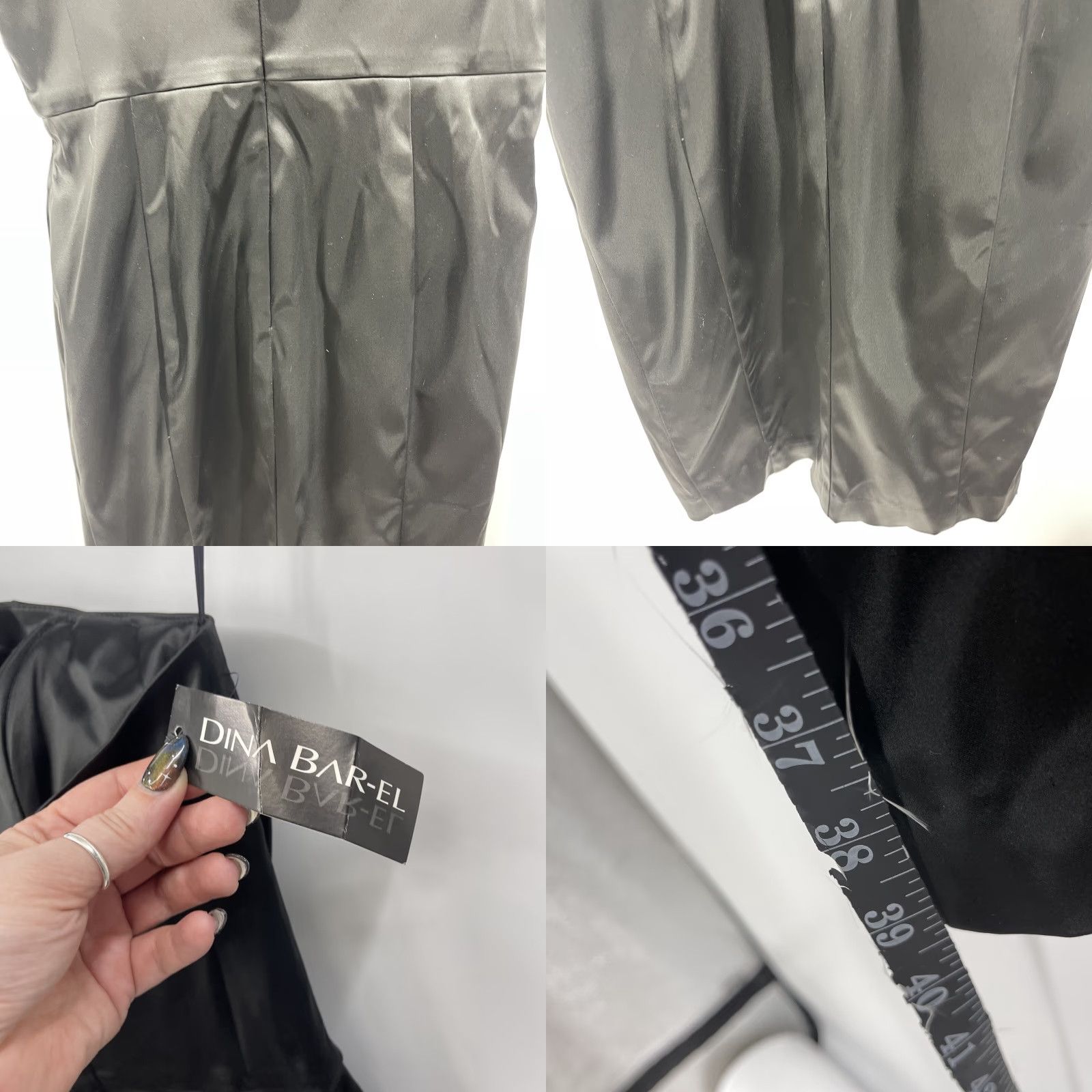 Vintage VINTAGE Dina BAR-El Dress Womens Small S Black Mini One Shoulder 90s y2k Silk Satin Dress Length: Short Sleeveless Party/Cocktail Mens? Girls? Size S / US 4 / IT 40 - 8 Thumbnail