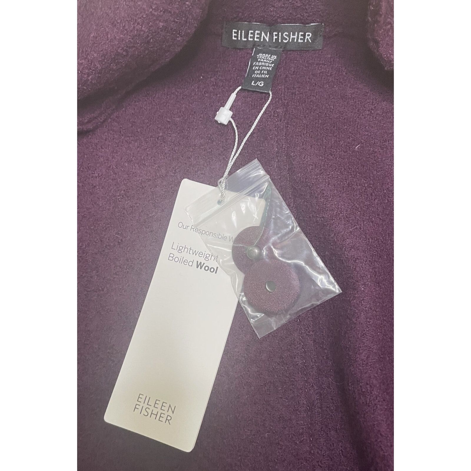 Eileen Fisher Eileen Fisher Plum Boiled Wool Kimono Jacket L NWT $348 Size L / US 10 / IT 46 - 11 Thumbnail