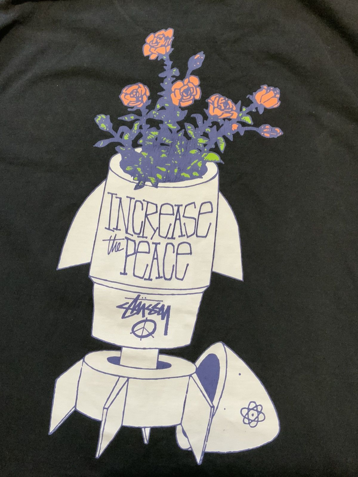Stussy Vintage Y2K Stussy Increase The Peace Rose Bomb T-Shirt Size US XL / EU 56 / 4 - 1 Thumbnail