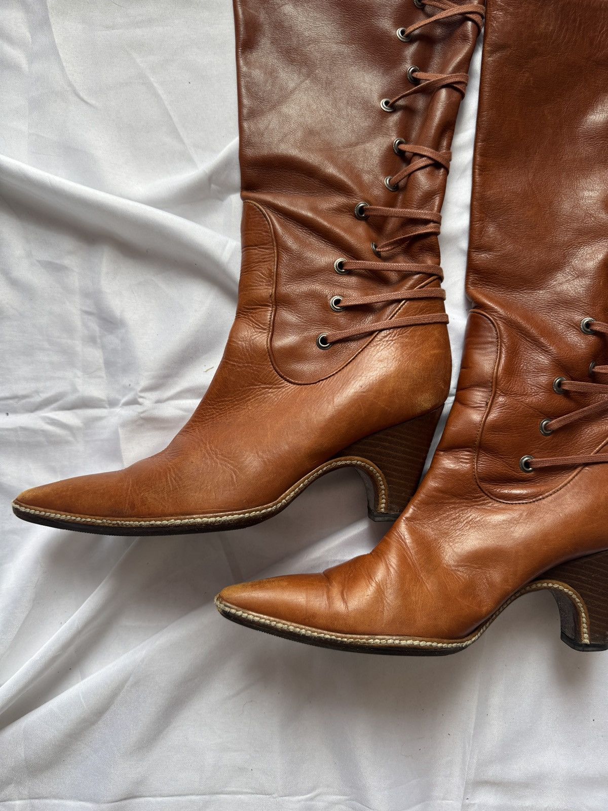 Dries Van Noten Dries Van Noten Vintage Lace Up Knee High Leather Boots Size US 7 / IT 37 - 11 Thumbnail