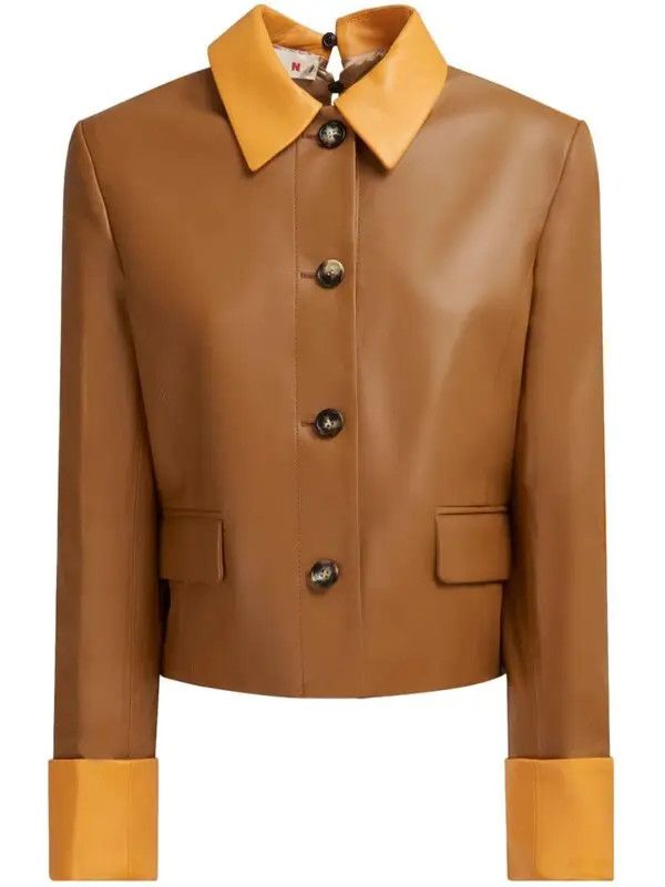 Marni oc11z0525 Contrasting Cuffs Jacket in Brown Size XL / US 12-14 / IT 48-50 - 1 Thumbnail