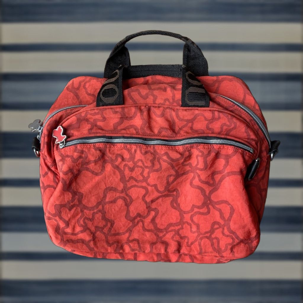 Vintage TOUS Signature Messenger Crossbody Hand Bag Red Nylon Zip Large Nylon Exterior Brand: Tous Crossbody Bag Women Adjustable Strap Size ONE SIZE - 1 Thumbnail