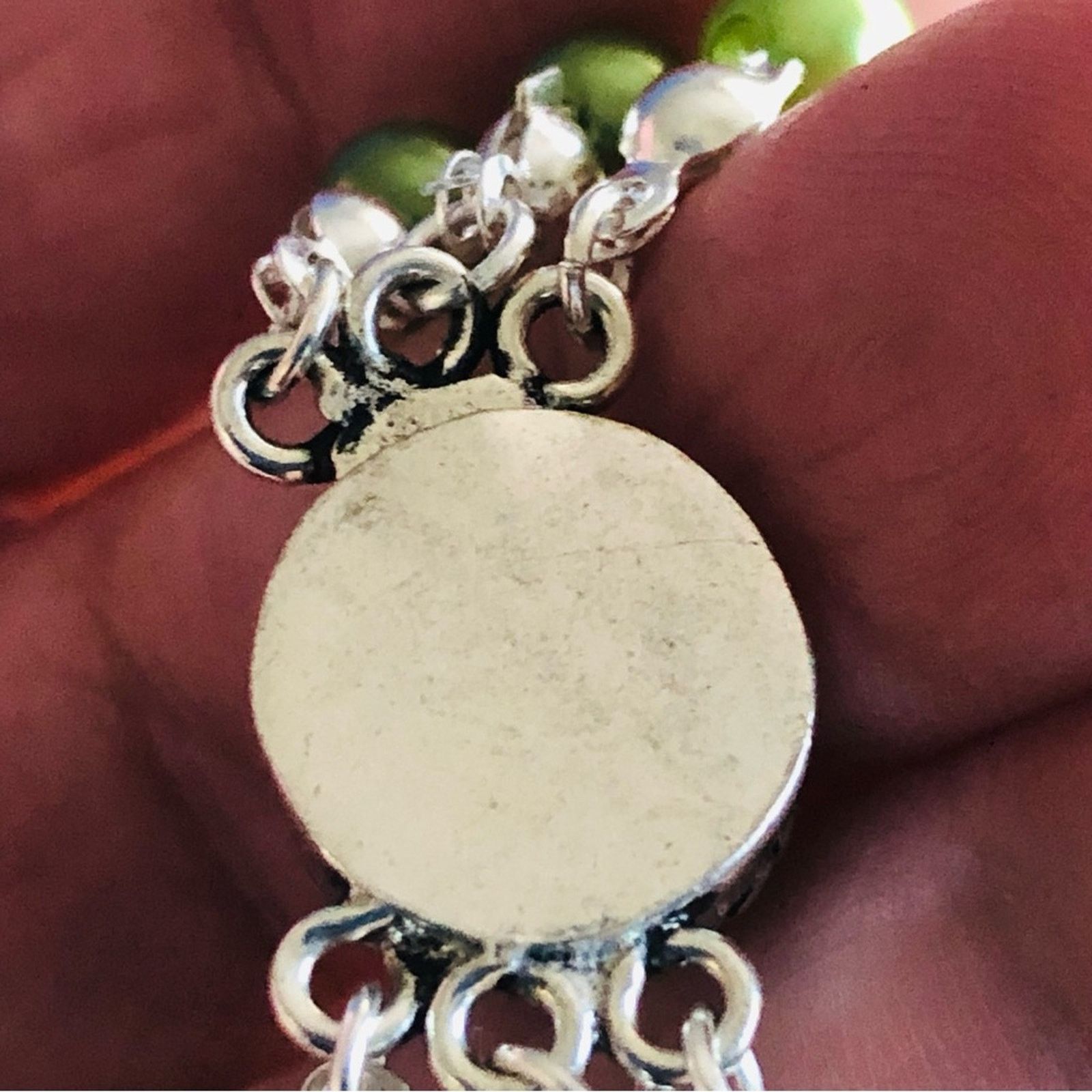 Handmade Handcrafted filigree green cameo genuine malachite necklac Size ONE SIZE - 11 Thumbnail