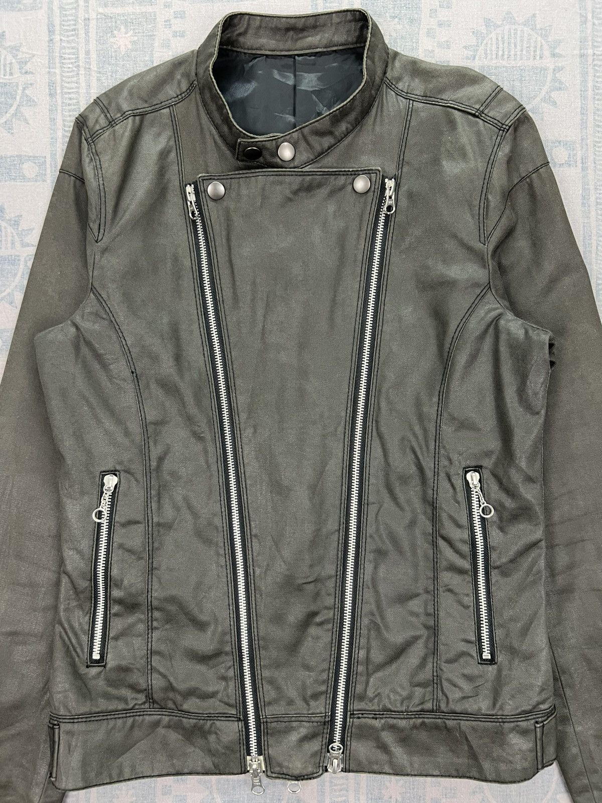 ジャケット・アウター \"EDGE RUPERT\" High-Neck Leather Jacket Vintage Edge Rupert Japan Leather Kinky Red Jacket Medium Burgundy