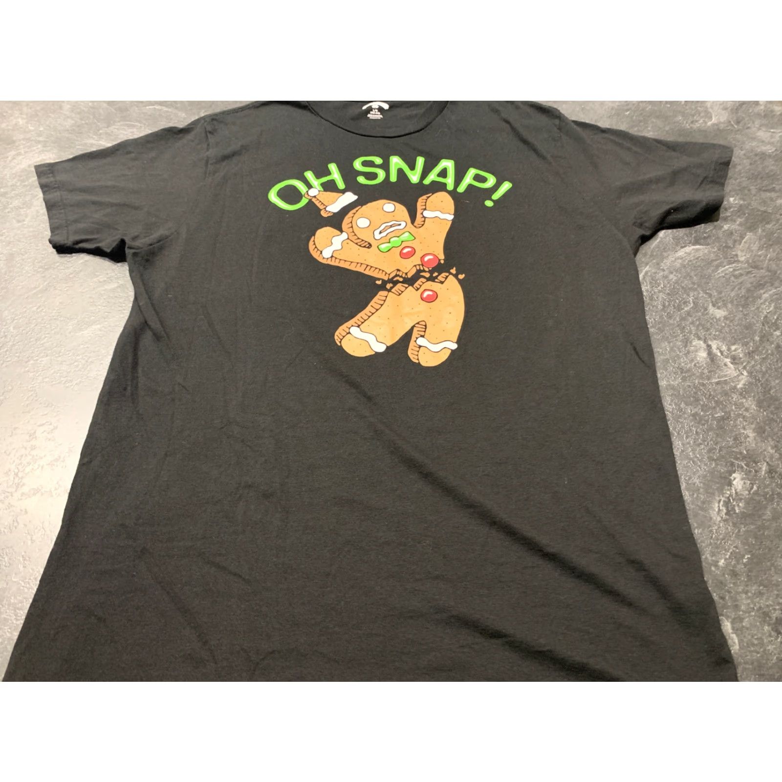 Vintage Holiday Time Christmas Gingerbread Man Shirt Black Crew Neck Tee Mens L Size US L / EU 52-54 / 3 - 2 Thumbnail