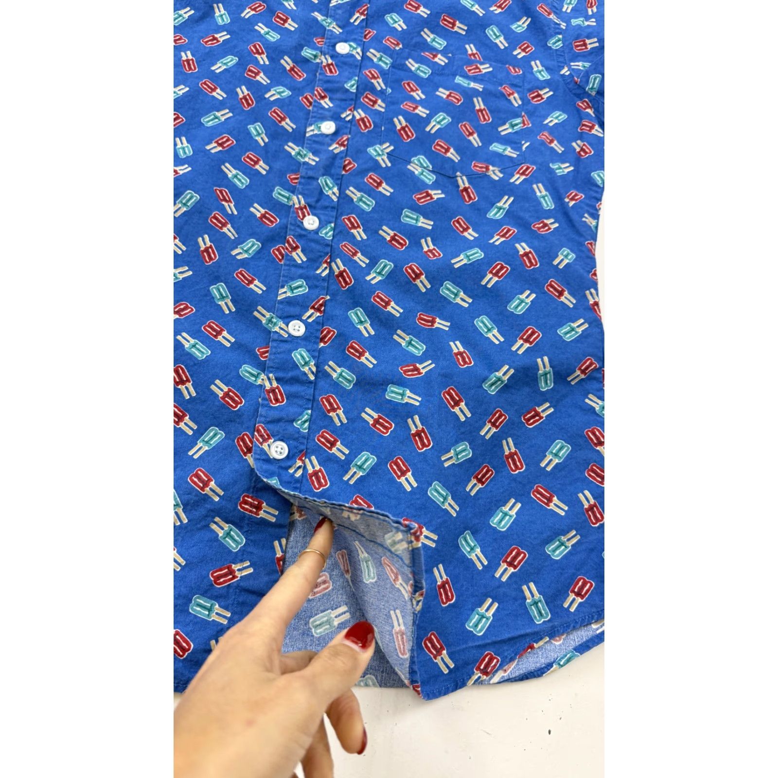 J.Crew J.Crew Shirt Mens Small Blue Popsicle Print Short Sleeve Button Front Cotton Size US S / EU 44-46 / 1 - 2 Thumbnail