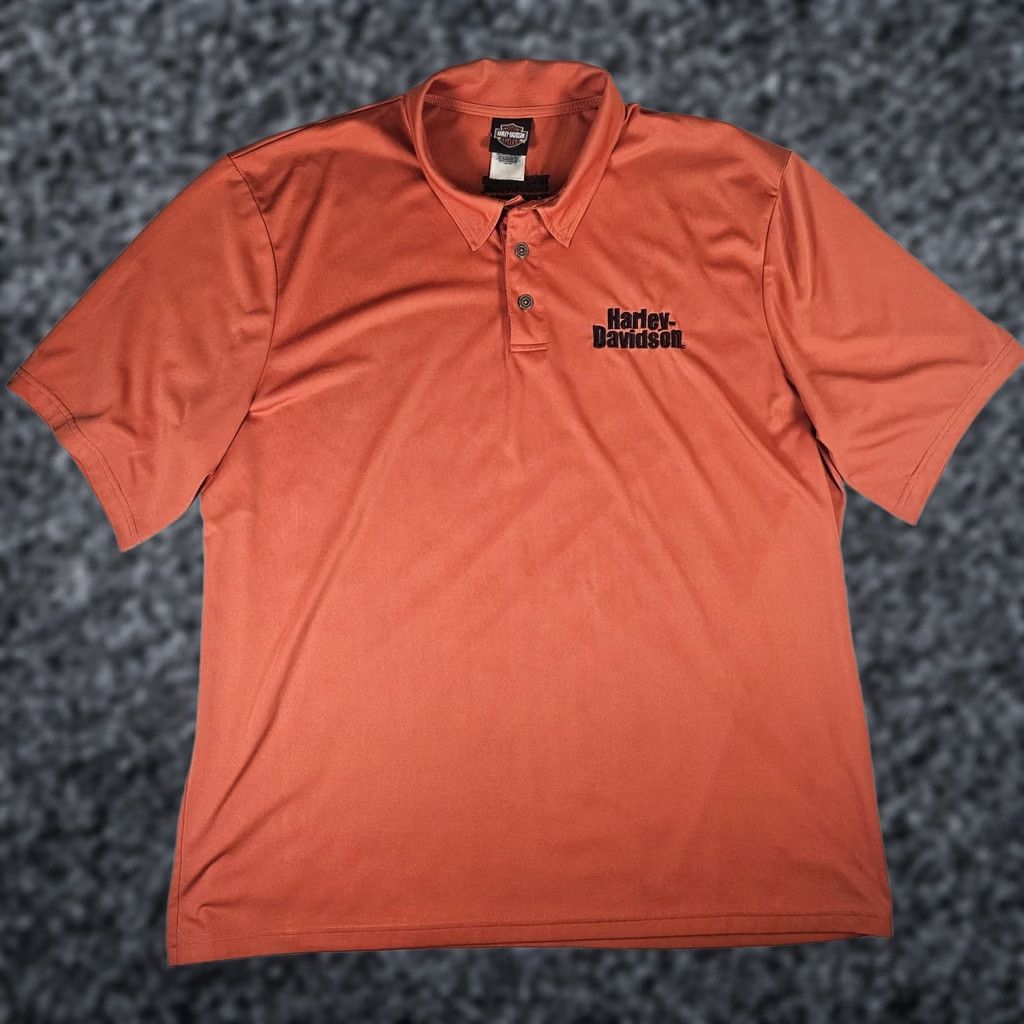 Harley Davidson Harley-Davidson Motorcycle Polo Shirt Orange Thunder Road Ontario HD Mens 3XL Sz 3XL Size US XXL / EU 58 / 5 - 1 Thumbnail
