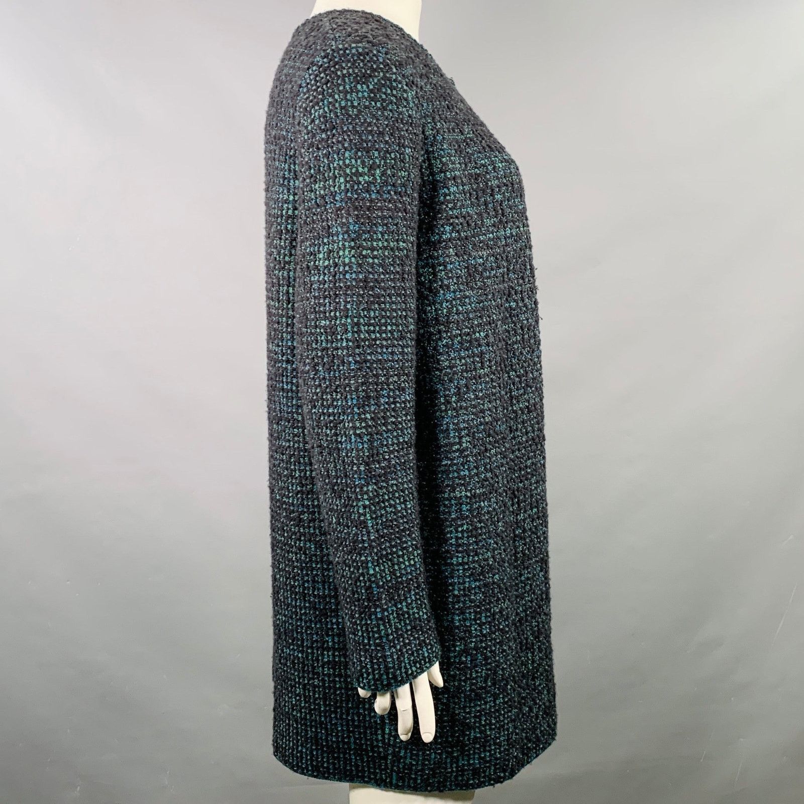 Other M MISSONI 12 Charcoal Green Wool Blend Knit Open Front Coat Size XL / US 12-14 / IT 48-50 - 3 Thumbnail